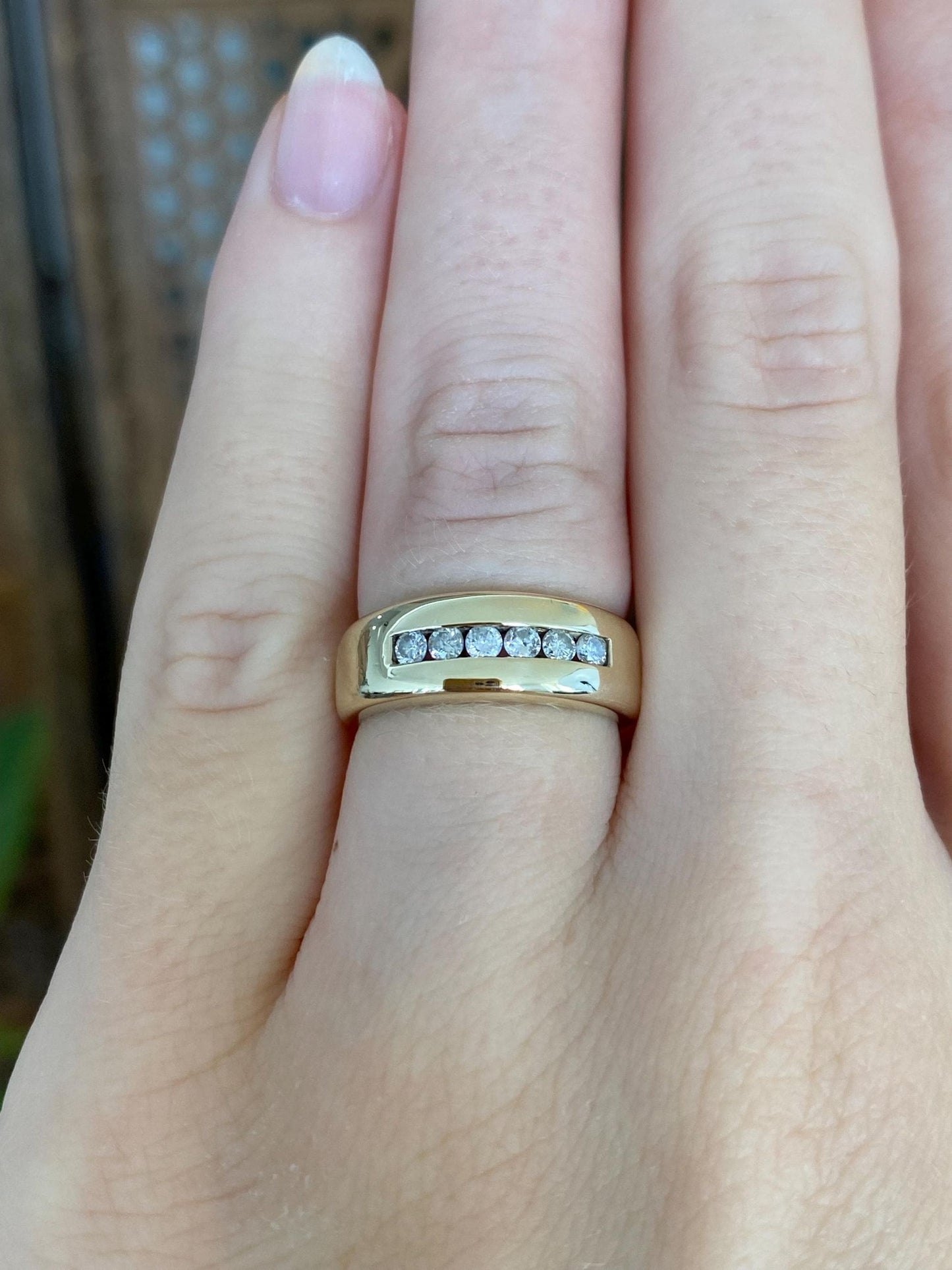 Vintage Solid 10k Yellow Gold Diamond Ring Band - Size 4.5