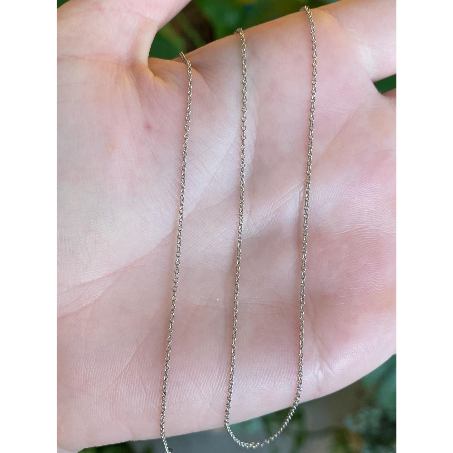 Vintage Solid 14k White Gold Dainty Rolo Chain Necklace - 16.5 inches