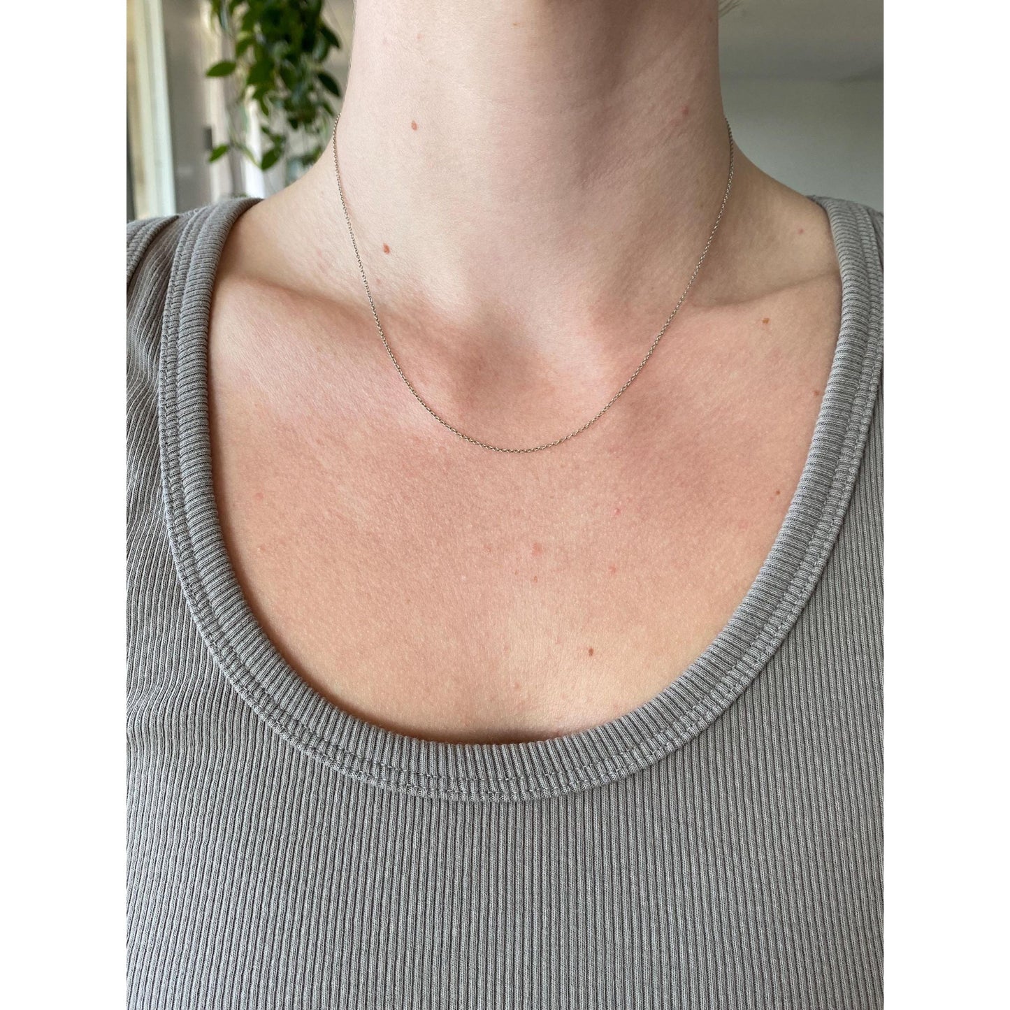 Vintage Solid 14k White Gold Dainty Rolo Chain Necklace - 16.5 inches