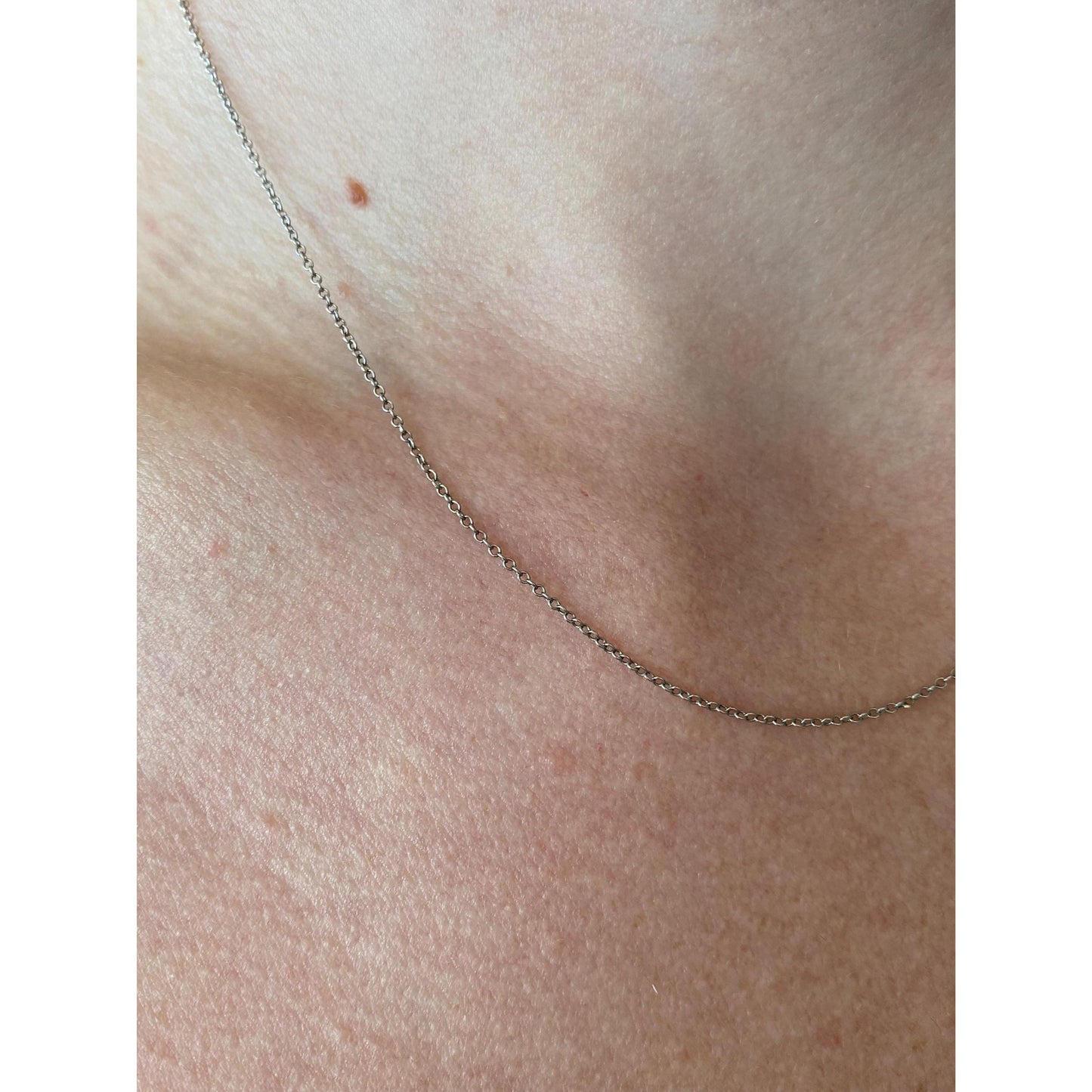 Vintage Solid 14k White Gold Dainty Rolo Chain Necklace - 16.5 inches