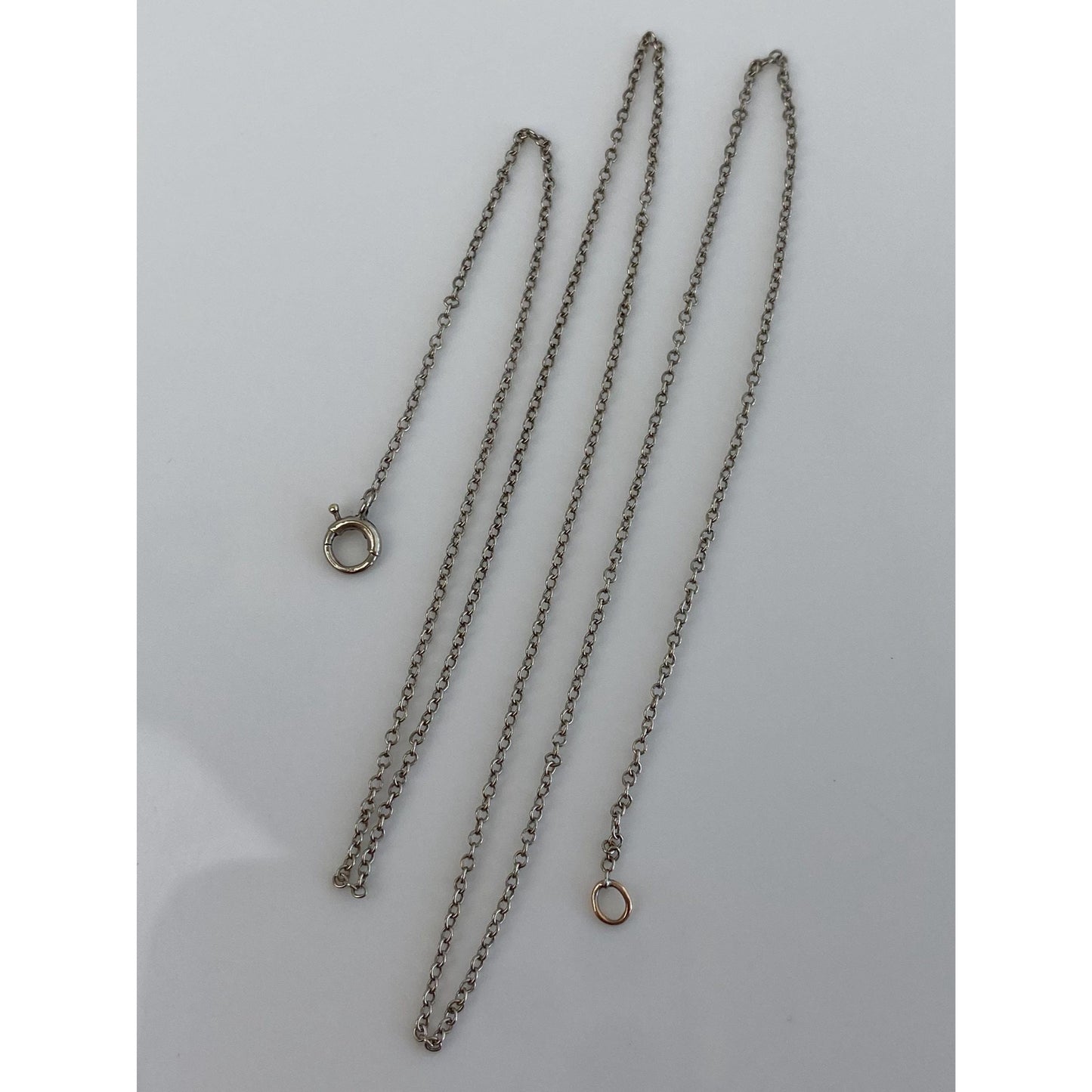 Vintage Solid 14k White Gold Dainty Rolo Chain Necklace - 16.5 inches