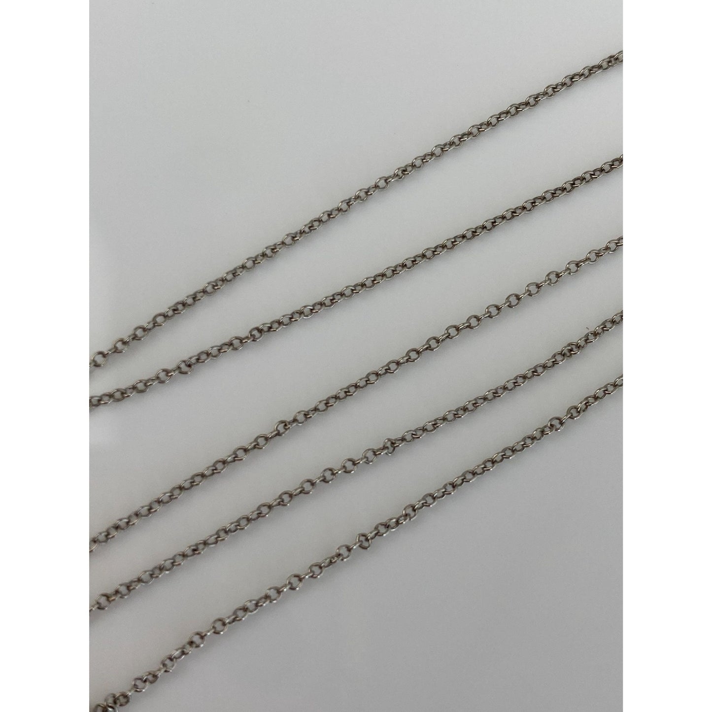 Vintage Solid 14k White Gold Dainty Rolo Chain Necklace - 16.5 inches