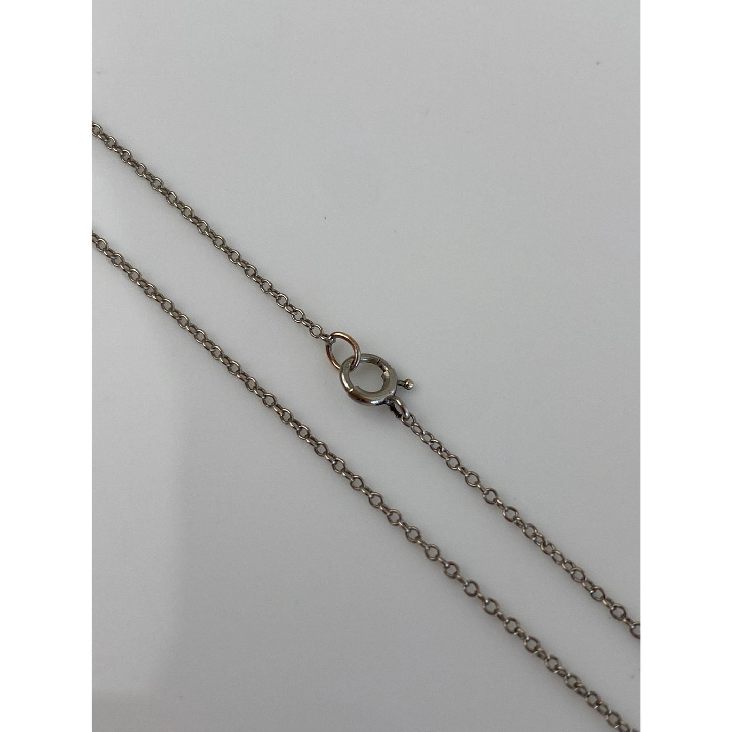 Vintage Solid 14k White Gold Dainty Rolo Chain Necklace - 16.5 inches