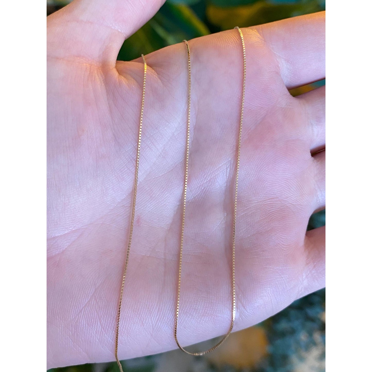 Vintage Solid 14k Yellow Gold Dainty Box Chain Necklace - 18.25 inches