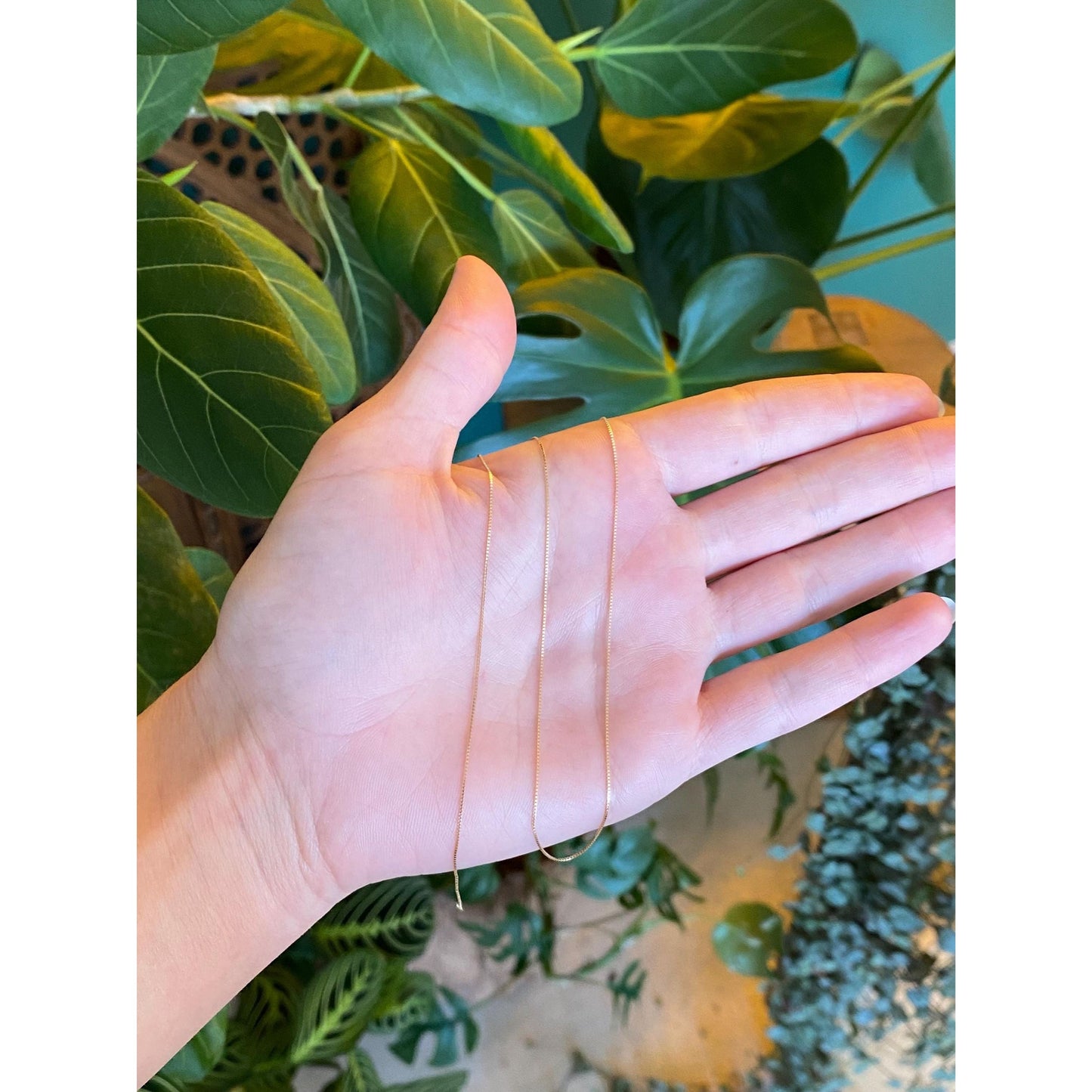 Vintage Solid 14k Yellow Gold Dainty Box Chain Necklace - 18.25 inches