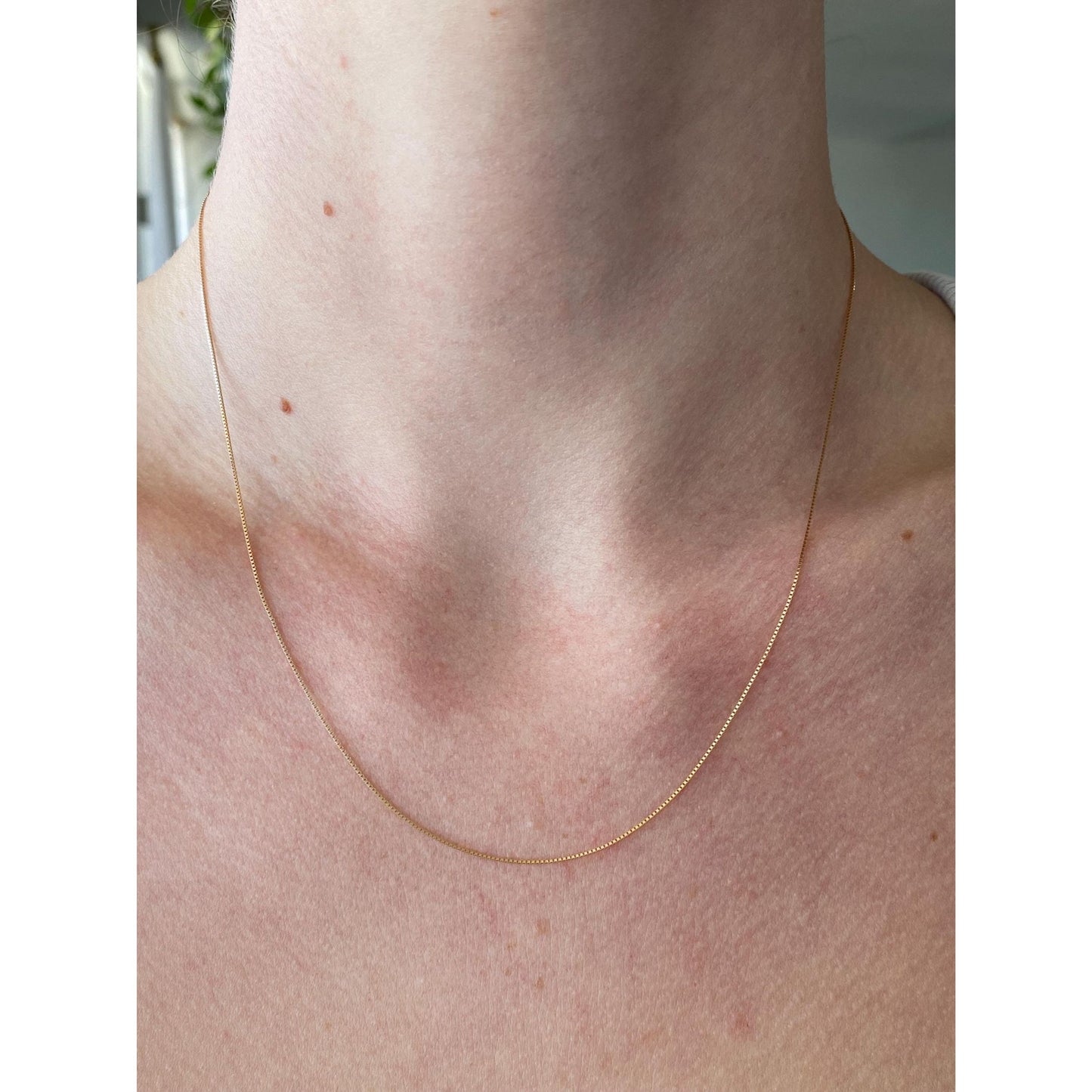 Vintage Solid 14k Yellow Gold Dainty Box Chain Necklace - 18.25 inches