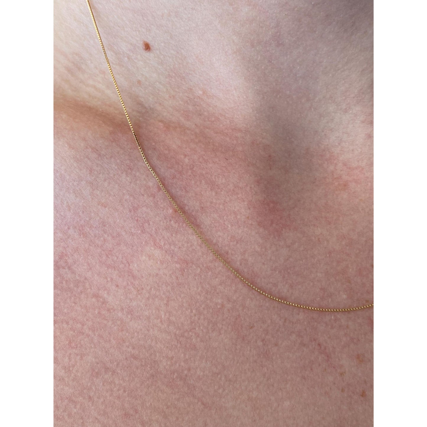 Vintage Solid 14k Yellow Gold Dainty Box Chain Necklace - 18.25 inches