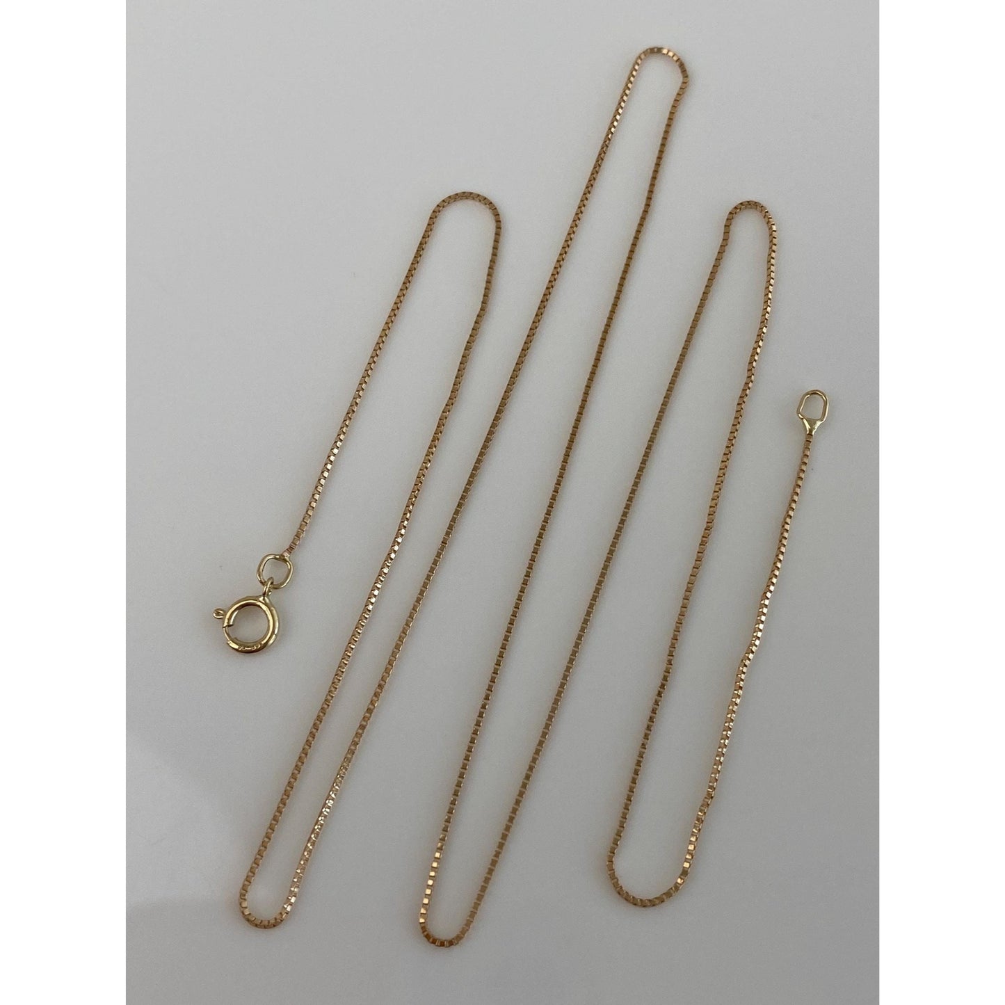 Vintage Solid 14k Yellow Gold Dainty Box Chain Necklace - 18.25 inches