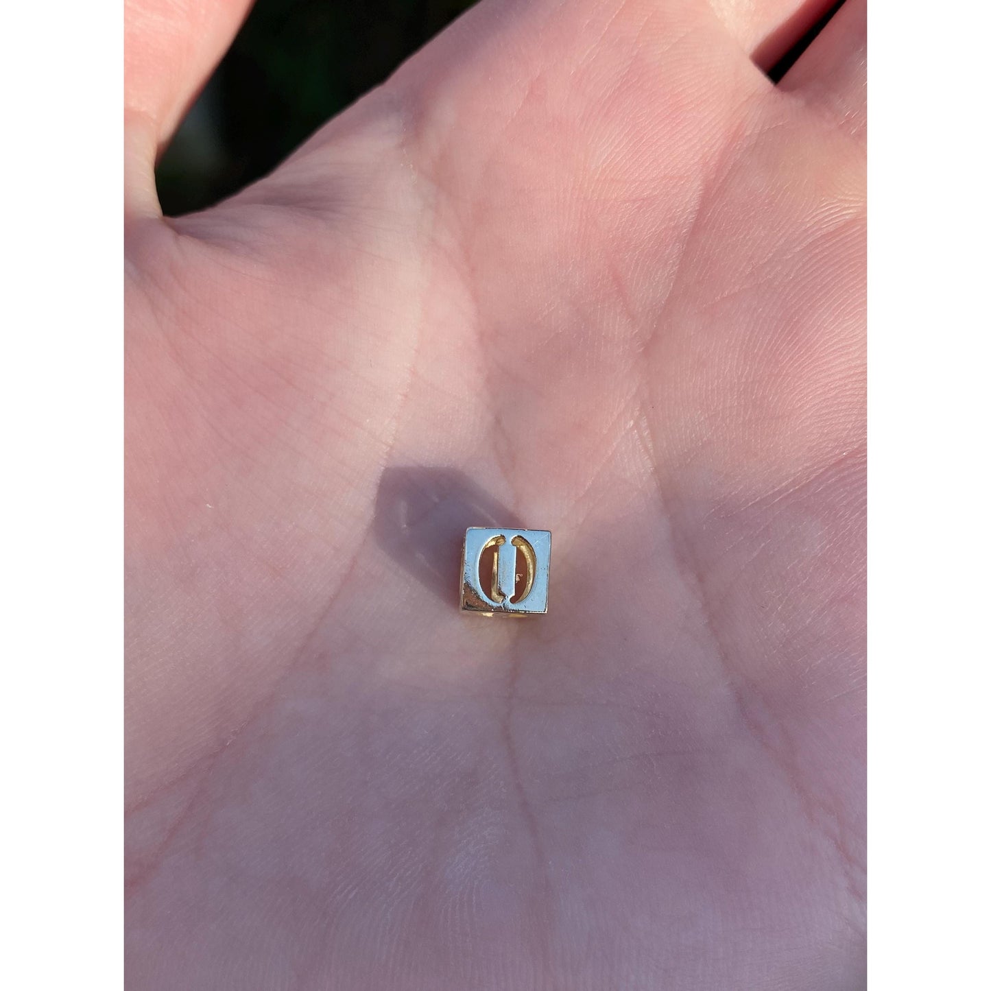 Vintage Solid 14k Yellow Gold Open Cube 'O' Charm