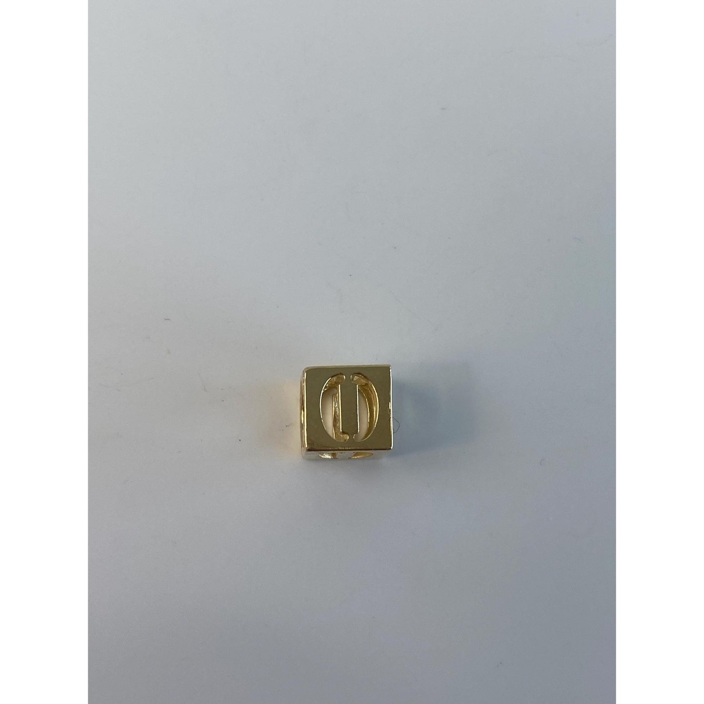 Vintage Solid 14k Yellow Gold Open Cube 'O' Charm