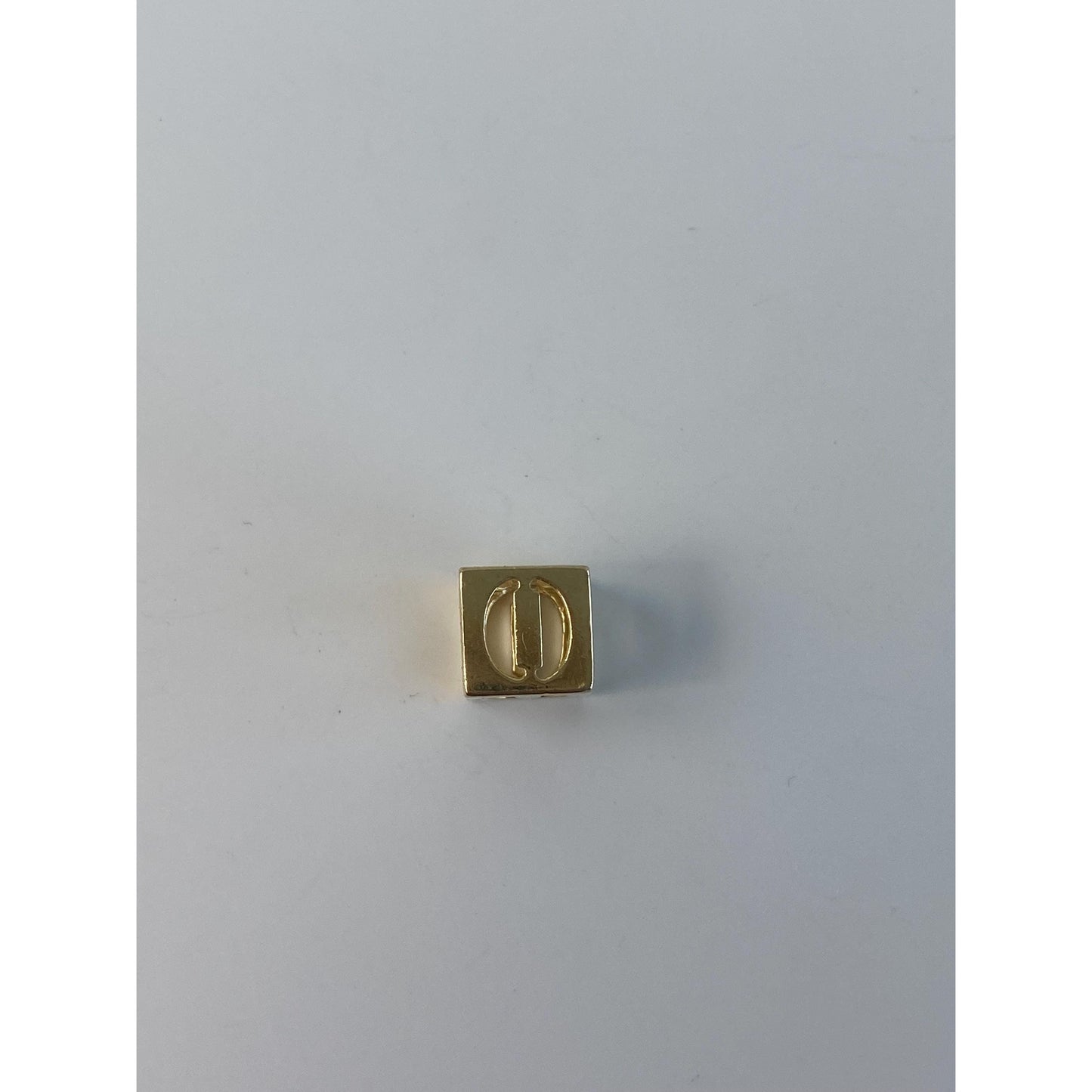 Vintage Solid 14k Yellow Gold Open Cube 'O' Charm