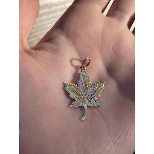 Vintage Solid 10k Black Hills Gold Maple Leaf Charm