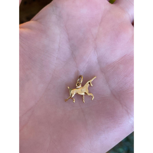 Vintage Solid 14k Yellow Gold Unicorn Charm