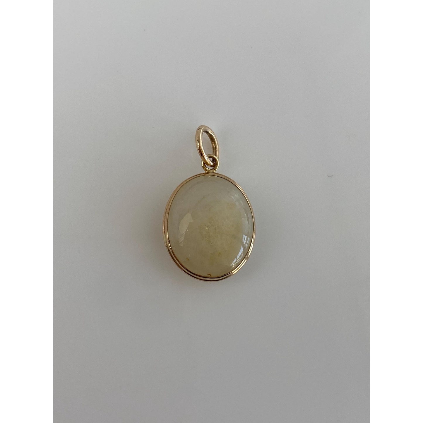 Vintage Solid 14k Yellow Gold White Agate Cabochon Charm
