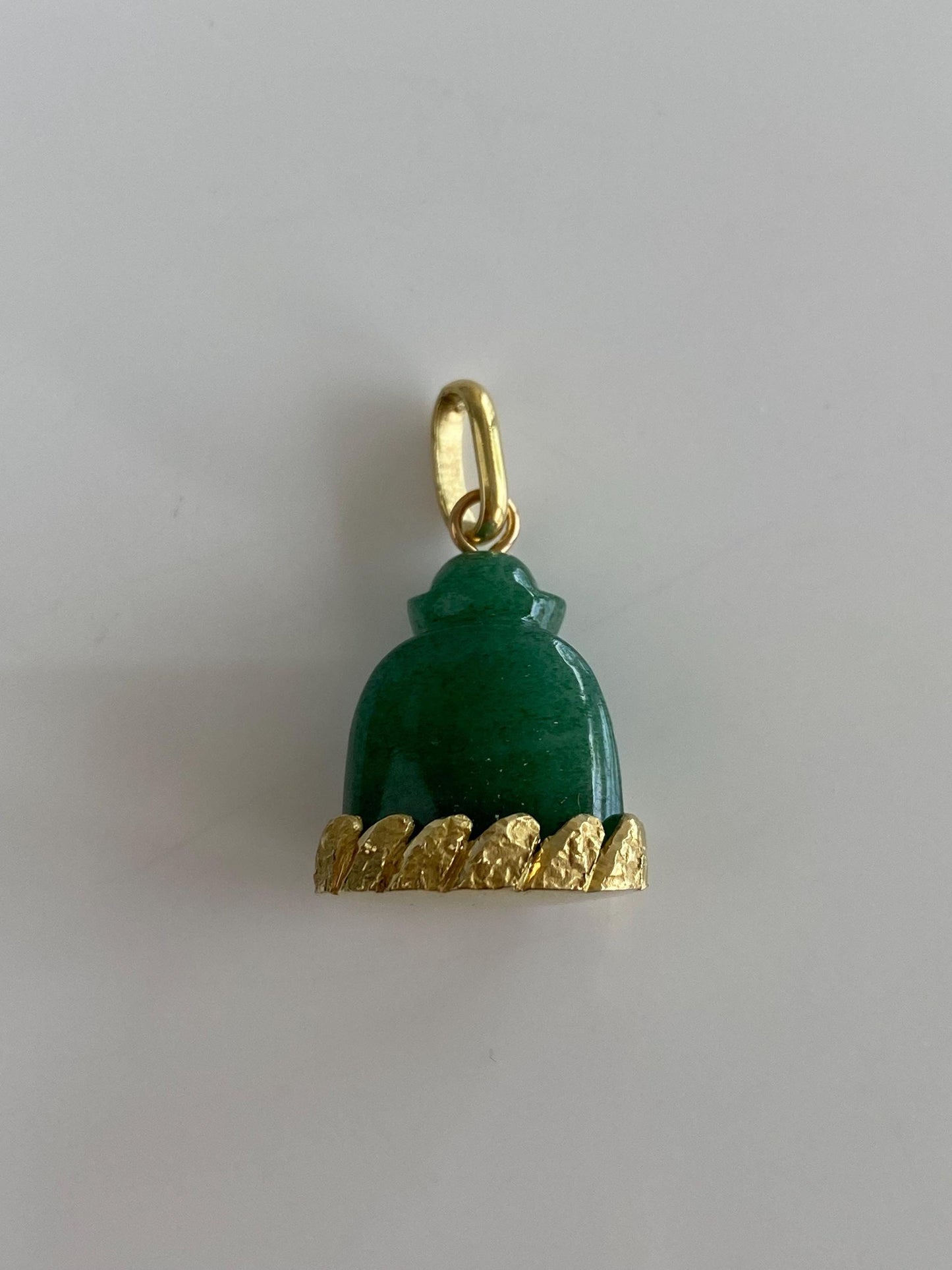 Solid 18k Yellow Gold Carved Jade Buddah Charm