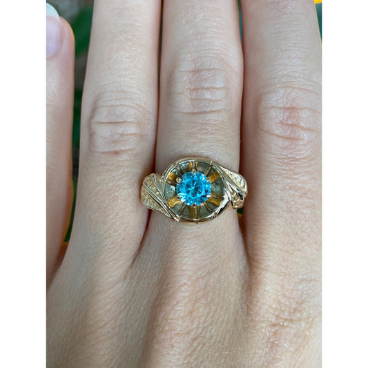 Vintage Solid 14k Yellow Gold Topaz Ring - Size 5.75