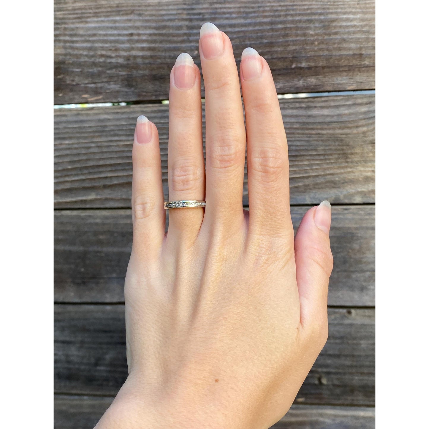 Vintage Solid 14k White Gold Diamond Ring Band - Size 5.75