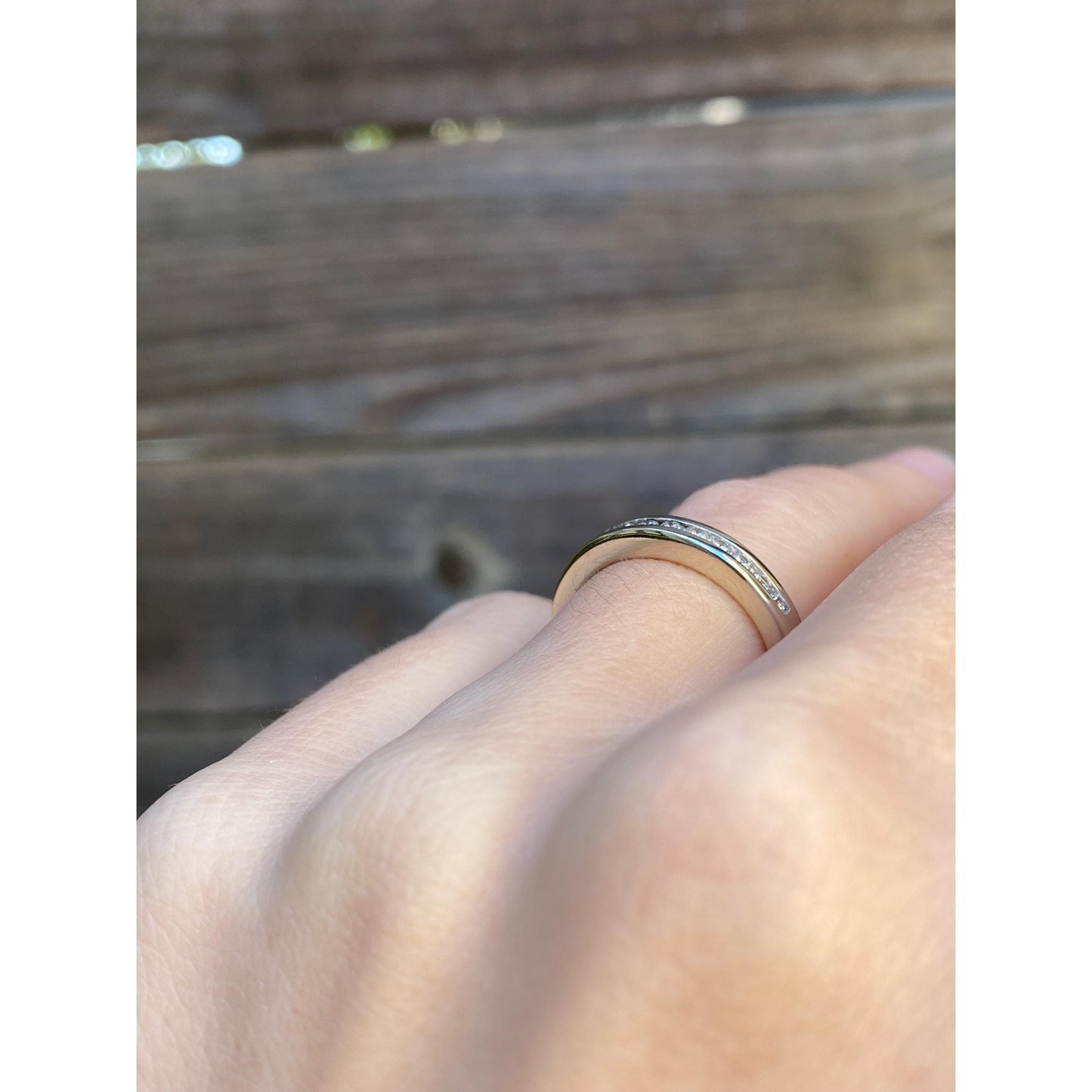 Vintage Solid 14k White Gold Diamond Ring Band - Size 5.75