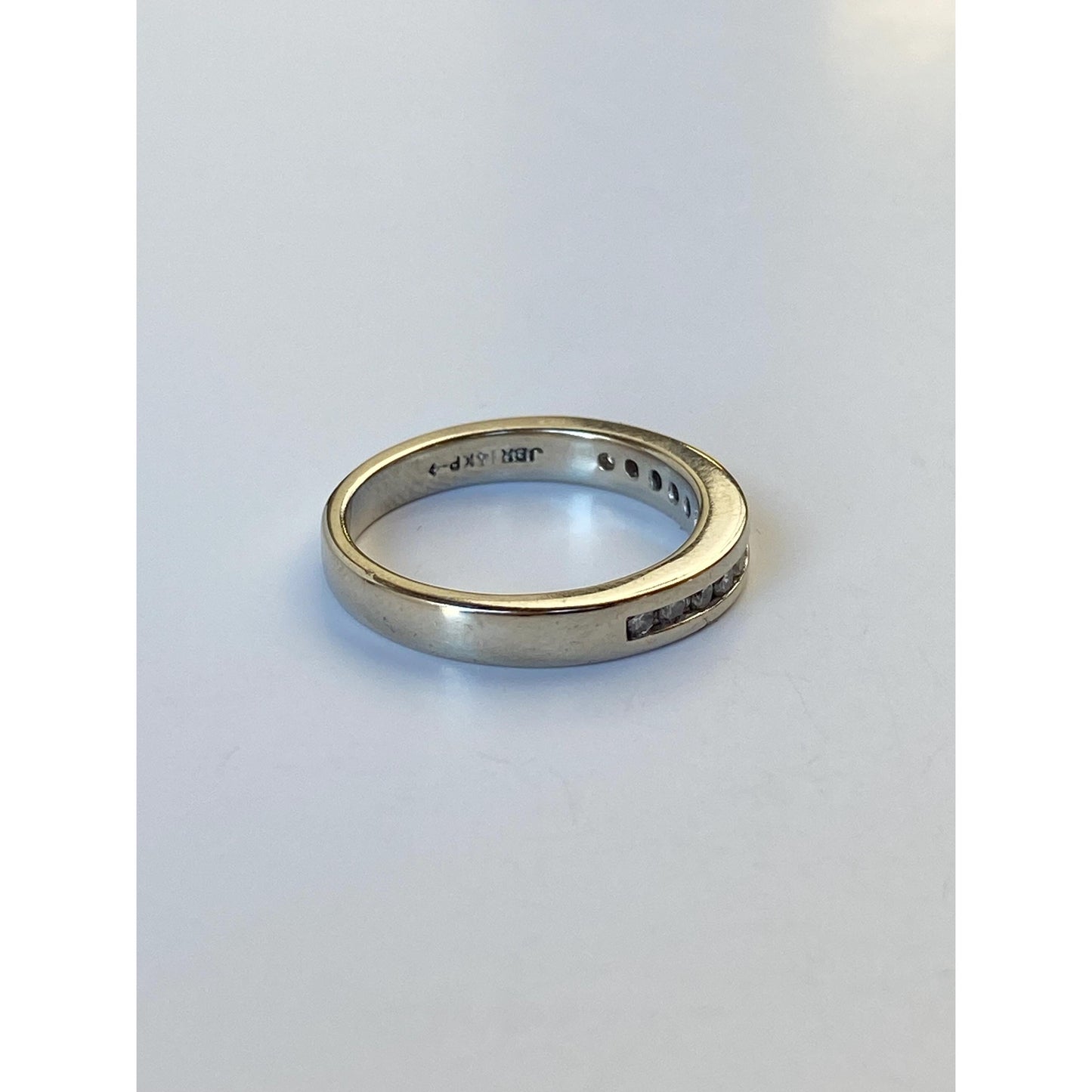 Vintage Solid 14k White Gold Diamond Ring Band - Size 5.75