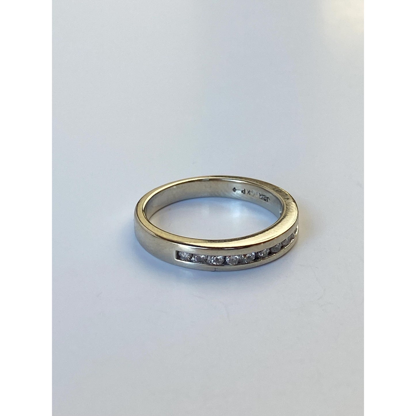 Vintage Solid 14k White Gold Diamond Ring Band - Size 5.75