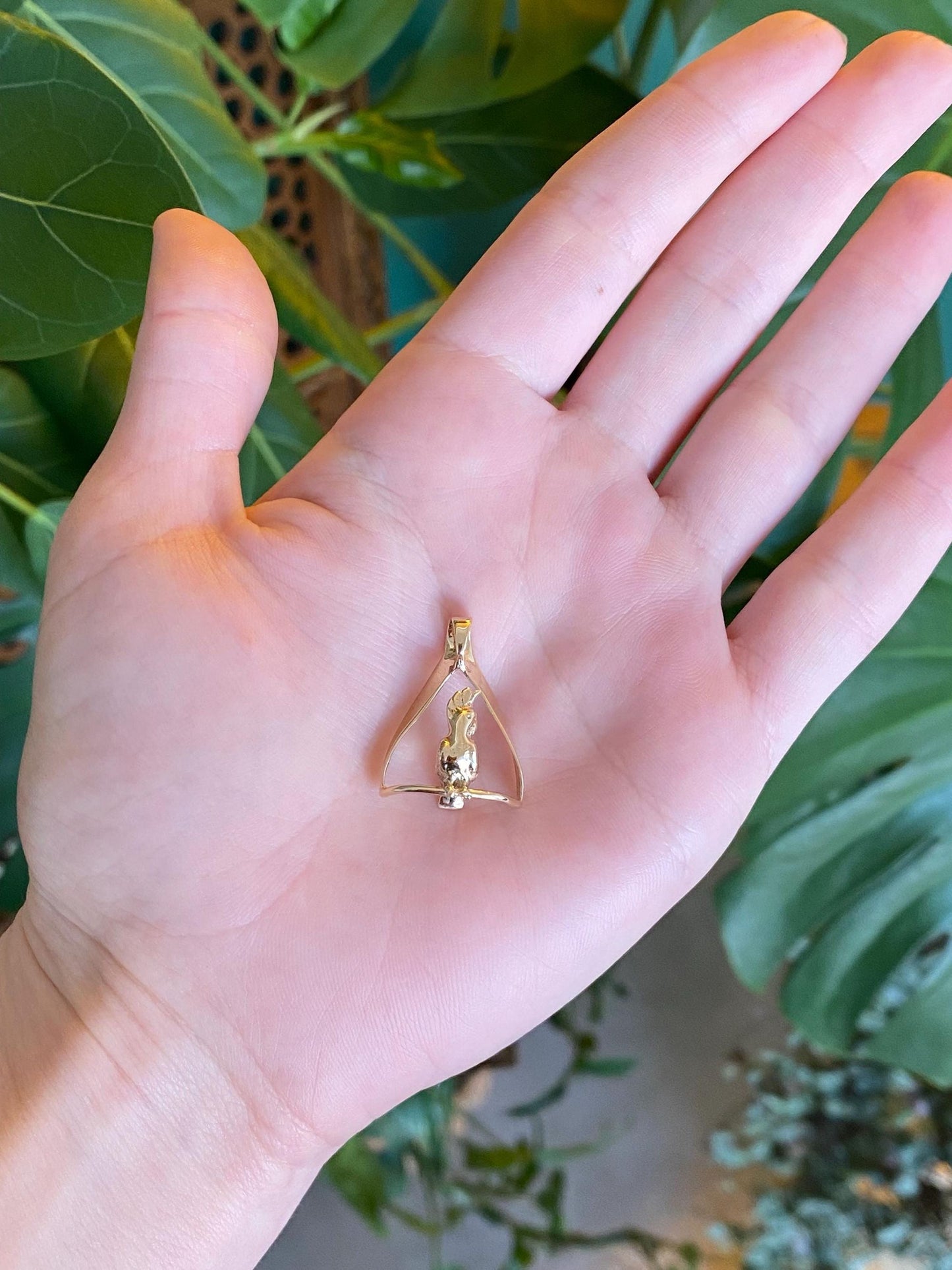 Vintage Solid 14k Yellow Gold Cockatoo Bird Charm