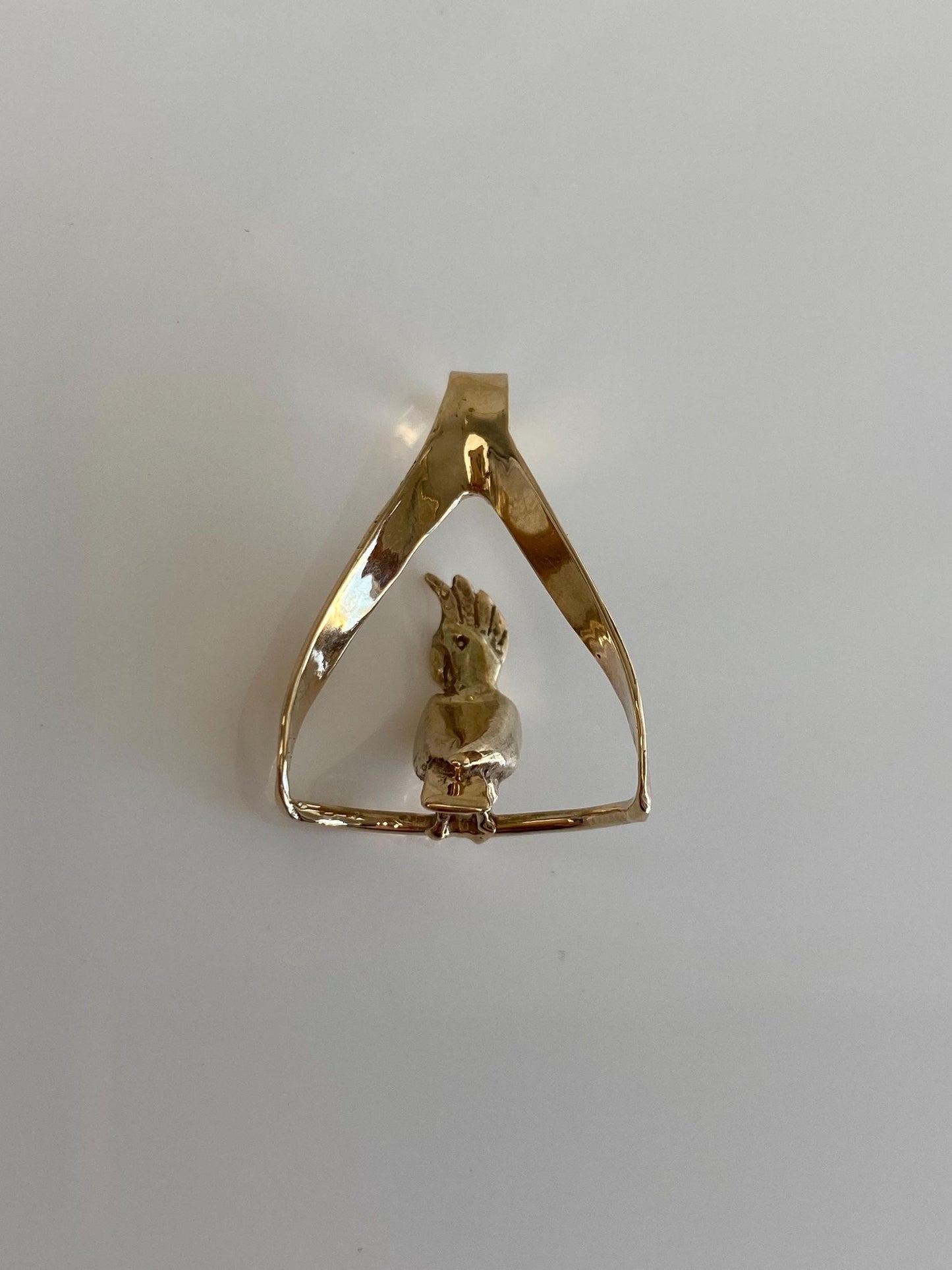 Vintage Solid 14k Yellow Gold Cockatoo Bird Charm
