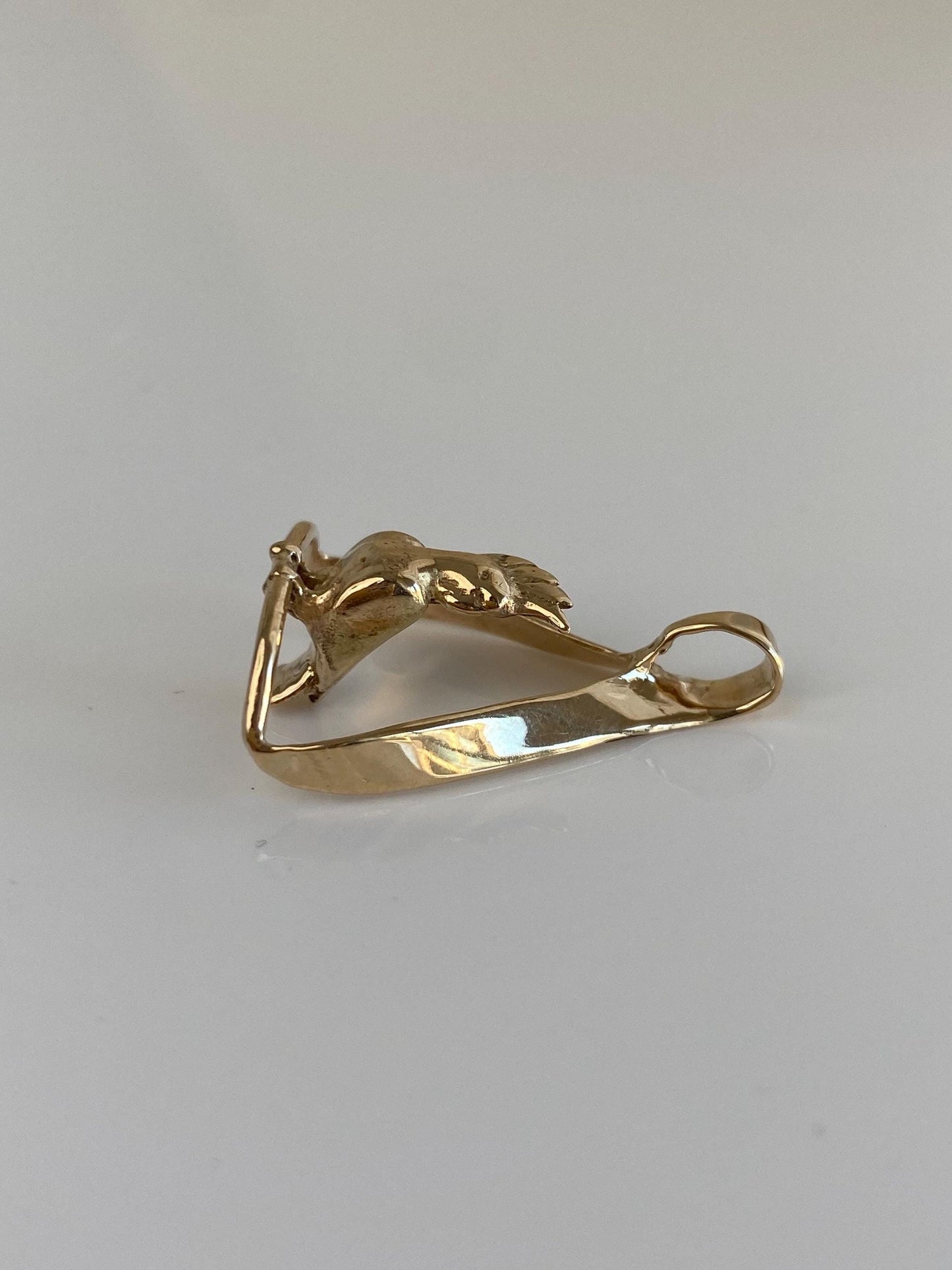 Vintage Solid 14k Yellow Gold Cockatoo Bird Charm