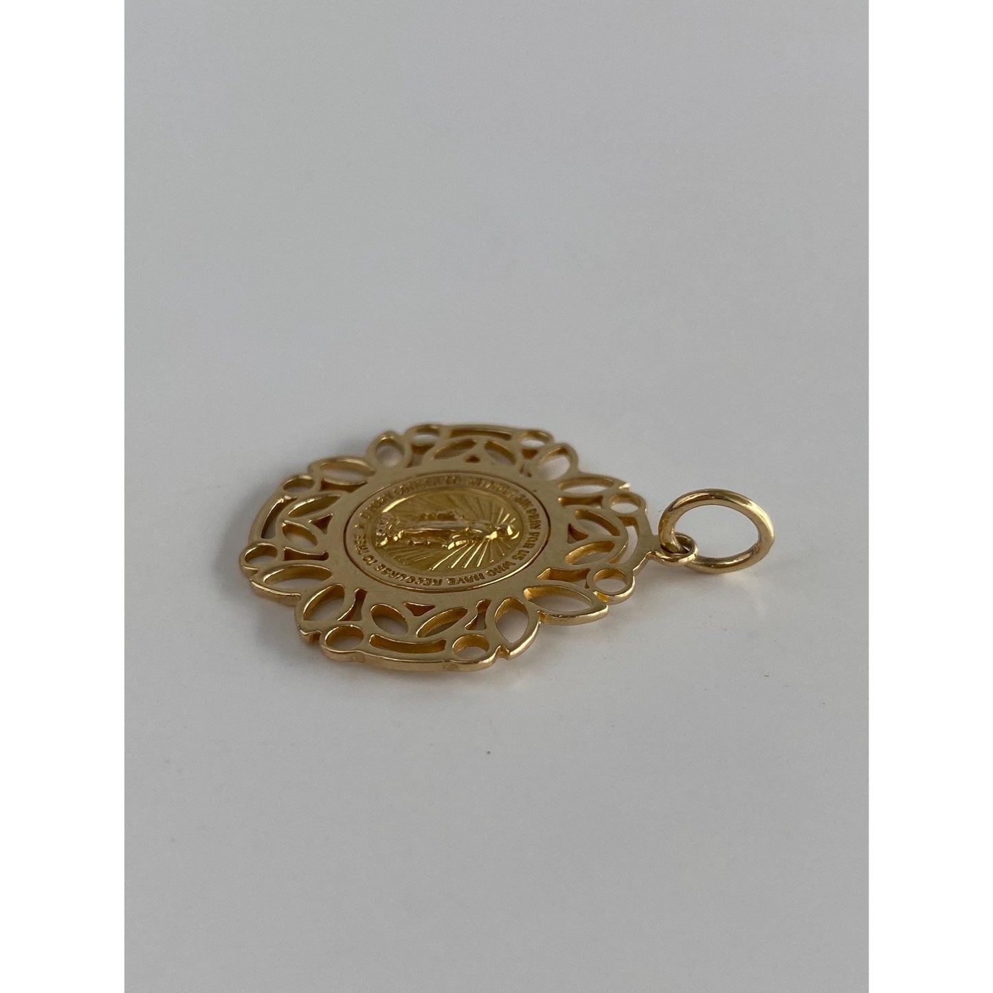 Vintage Solid 14k Yellow Gold Religious Charm