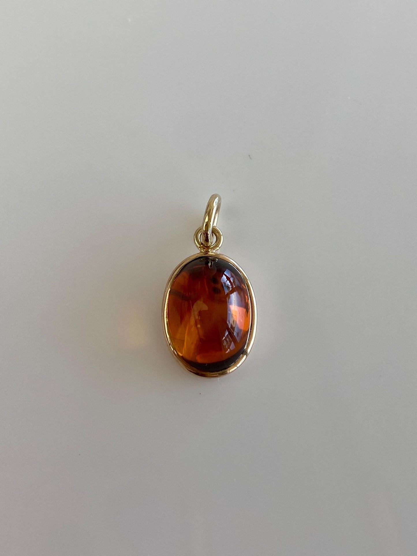 Vintage Solid 14k Yellow Gold Citrine Cabochon Cufflink Conversion Charm