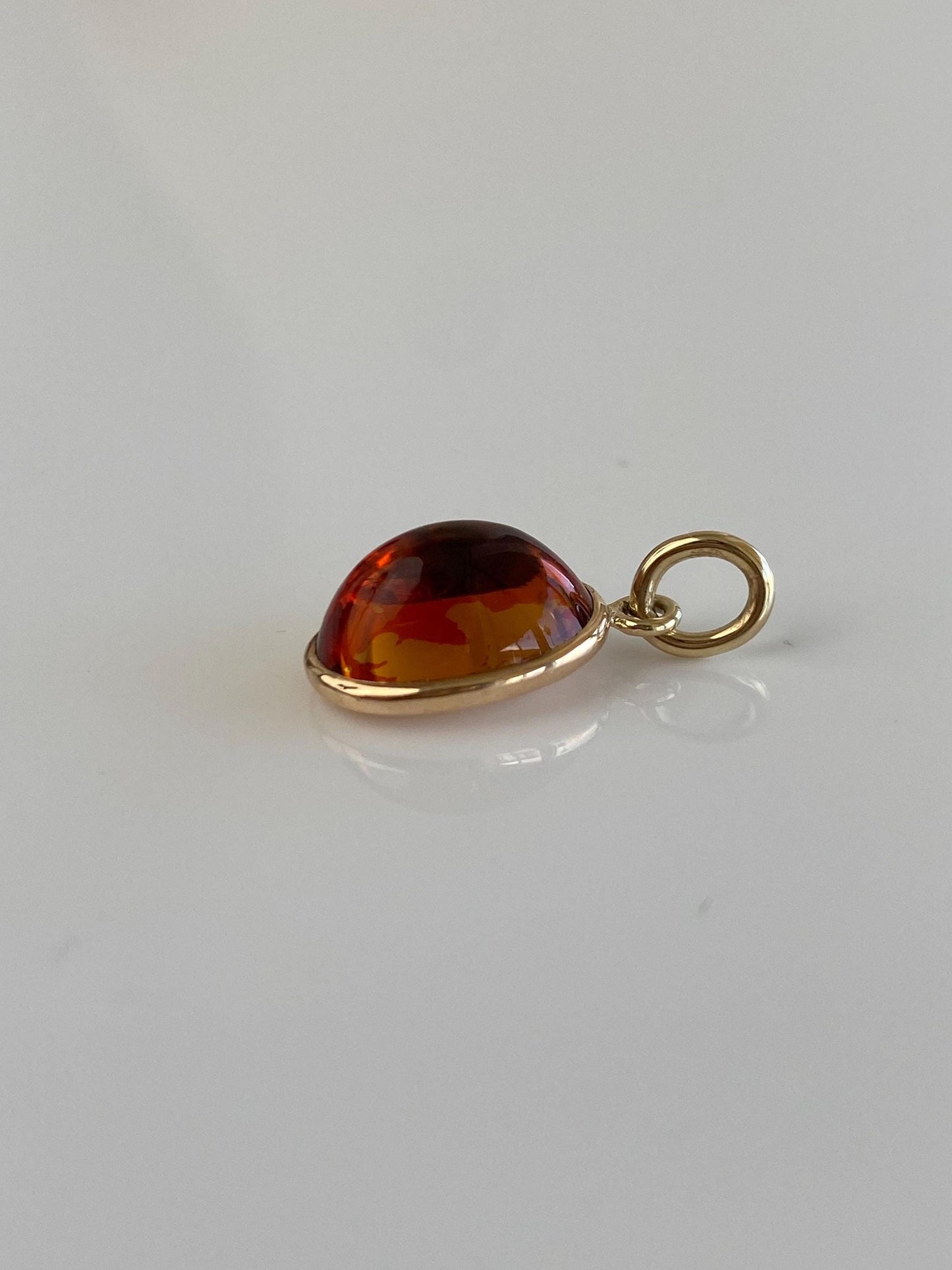 Vintage Solid 14k Yellow Gold Citrine Cabochon Cufflink Conversion Charm