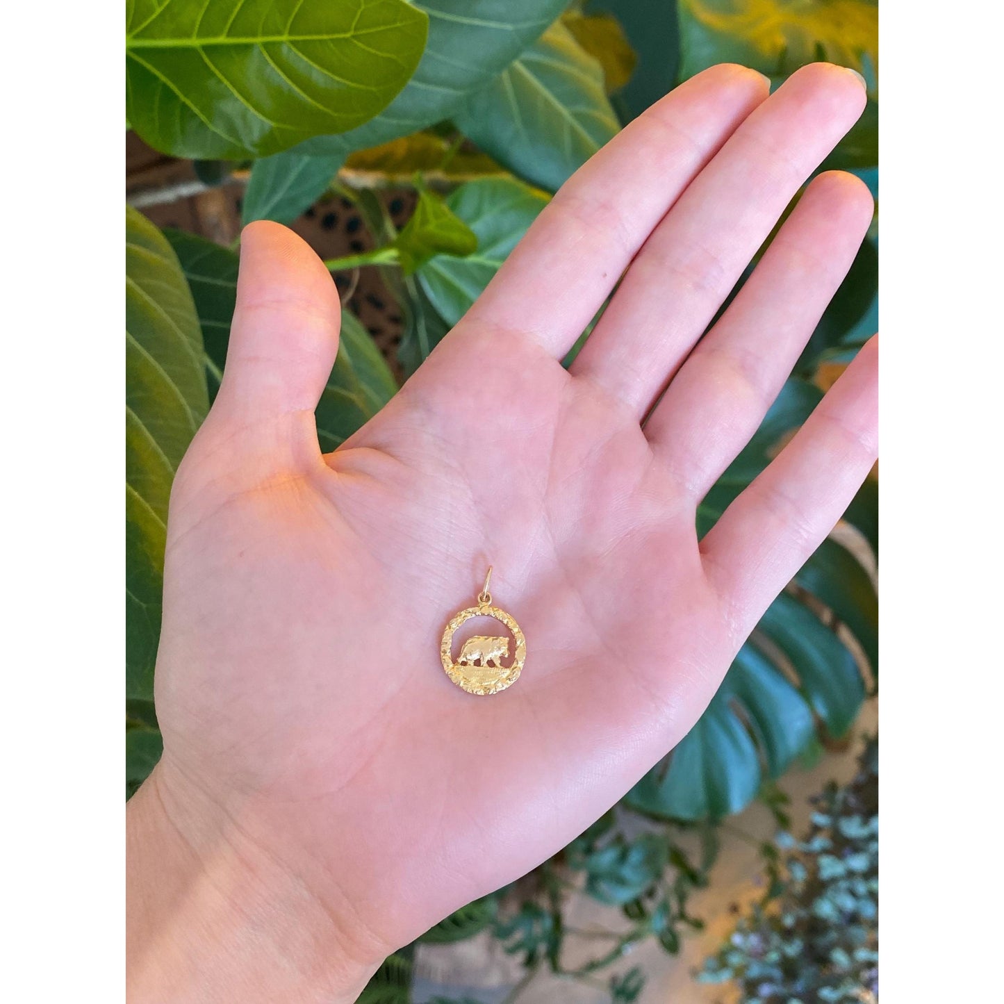 Solid 14k Yellow Gold California Bear Charm