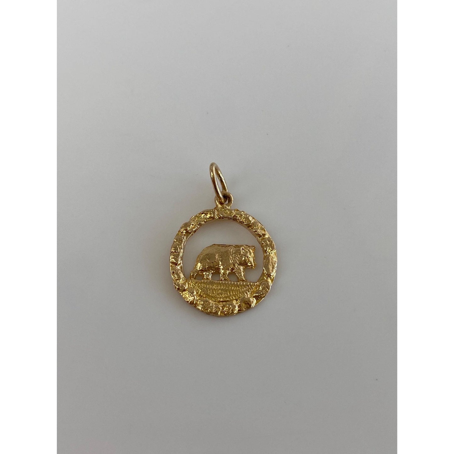 Solid 14k Yellow Gold California Bear Charm