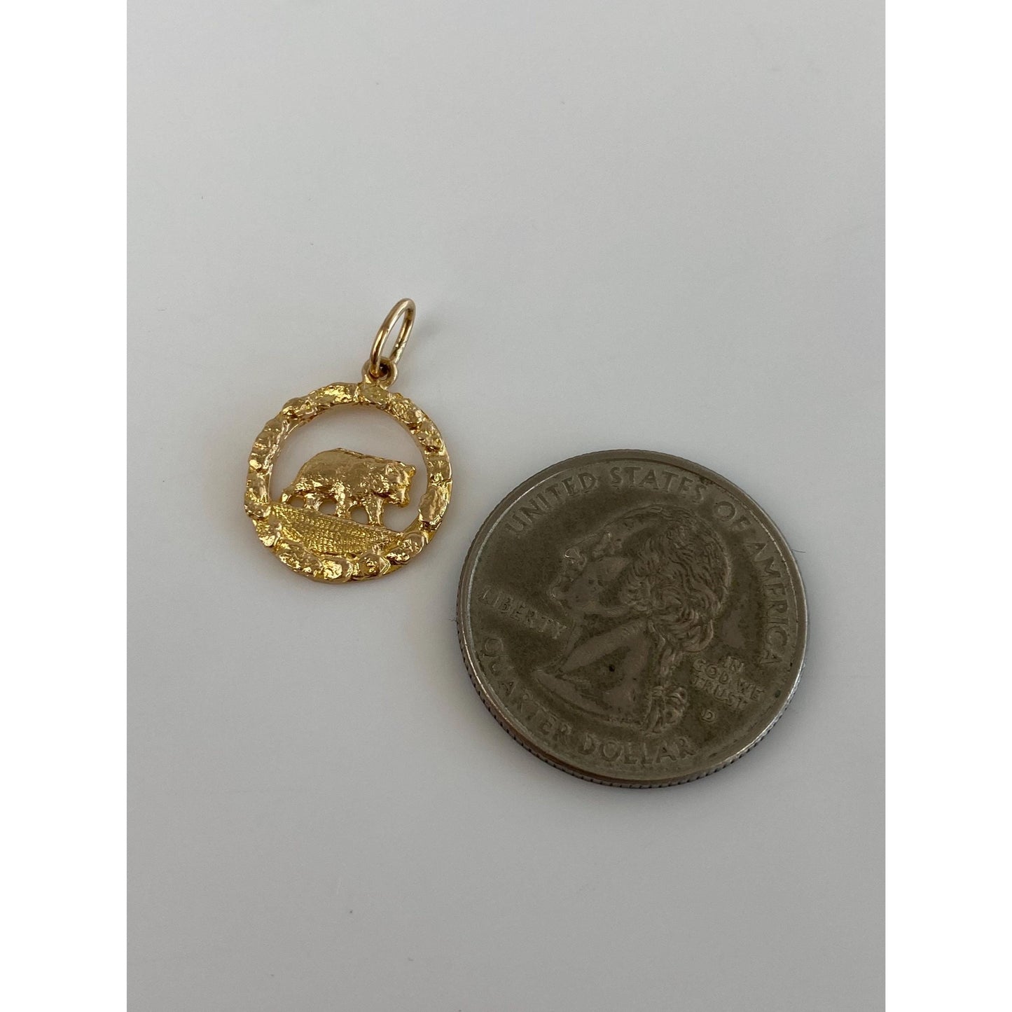 Solid 14k Yellow Gold California Bear Charm