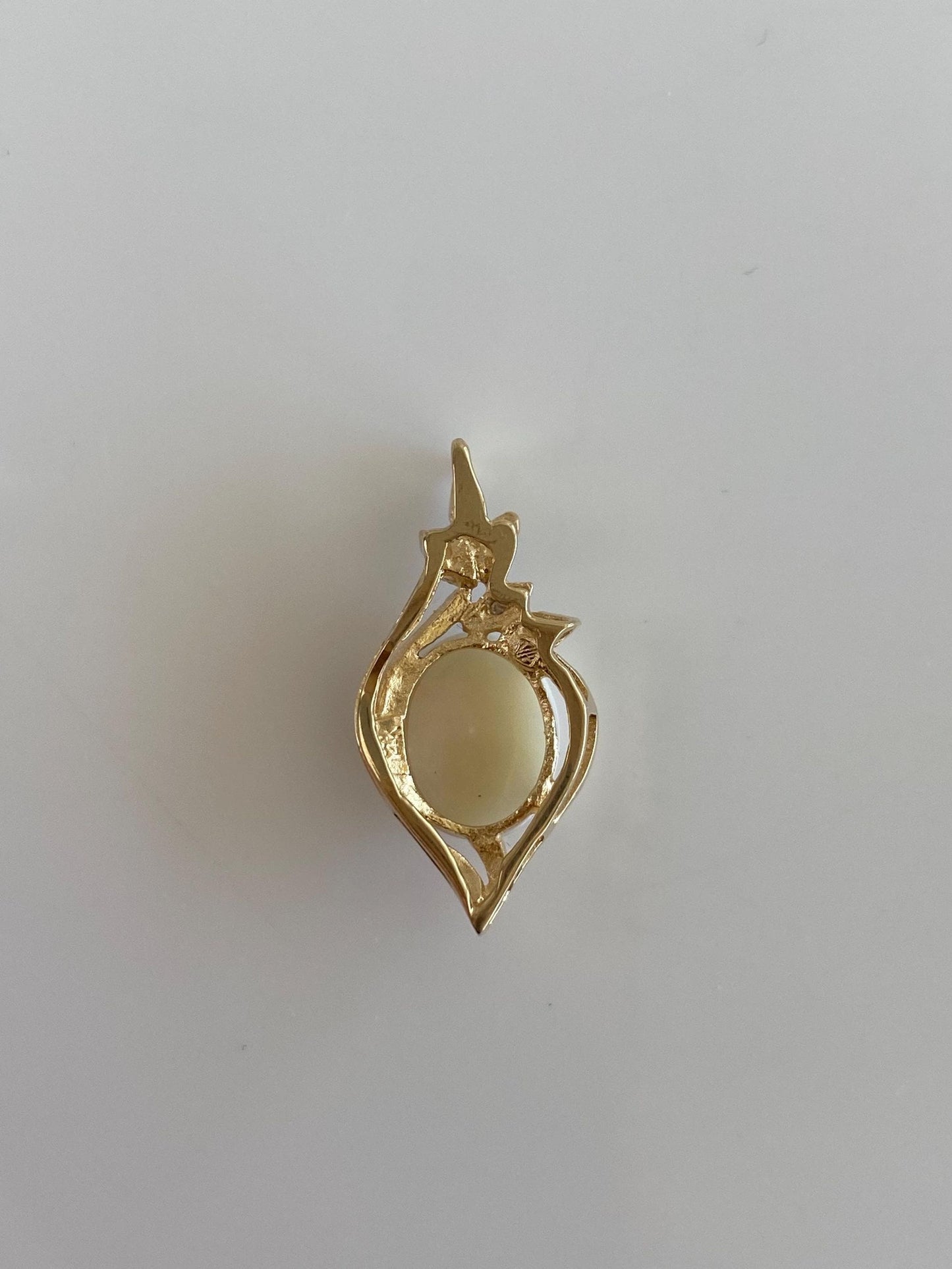 Vintage Solid 14k White & Yellow Gold Diamond Opal Charm