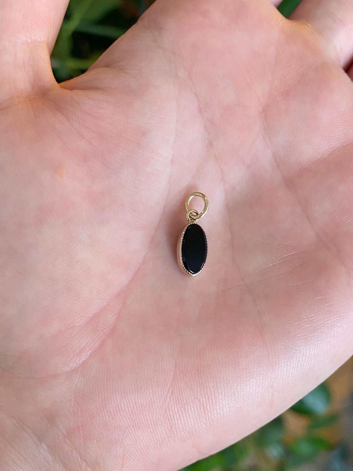 Vintage Solid 14k Yellow Gold Black Onyx Charm