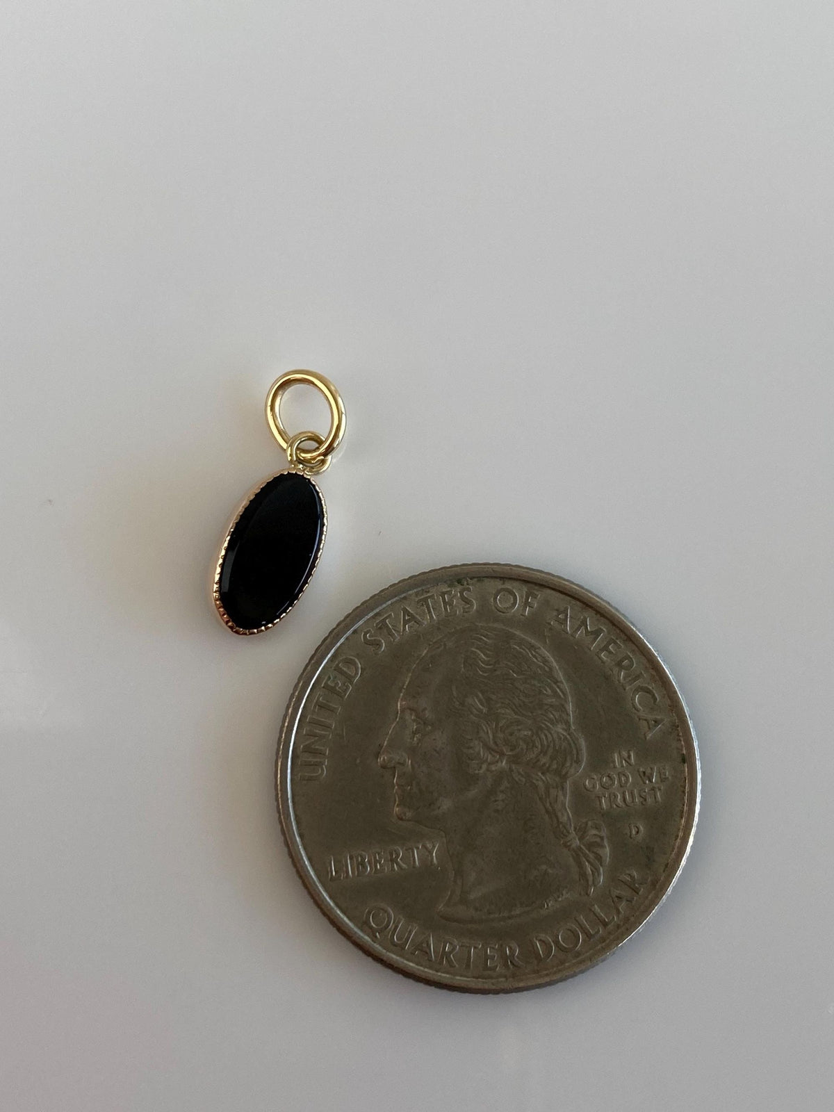 Vintage Solid 14k Yellow Gold Black Onyx Charm