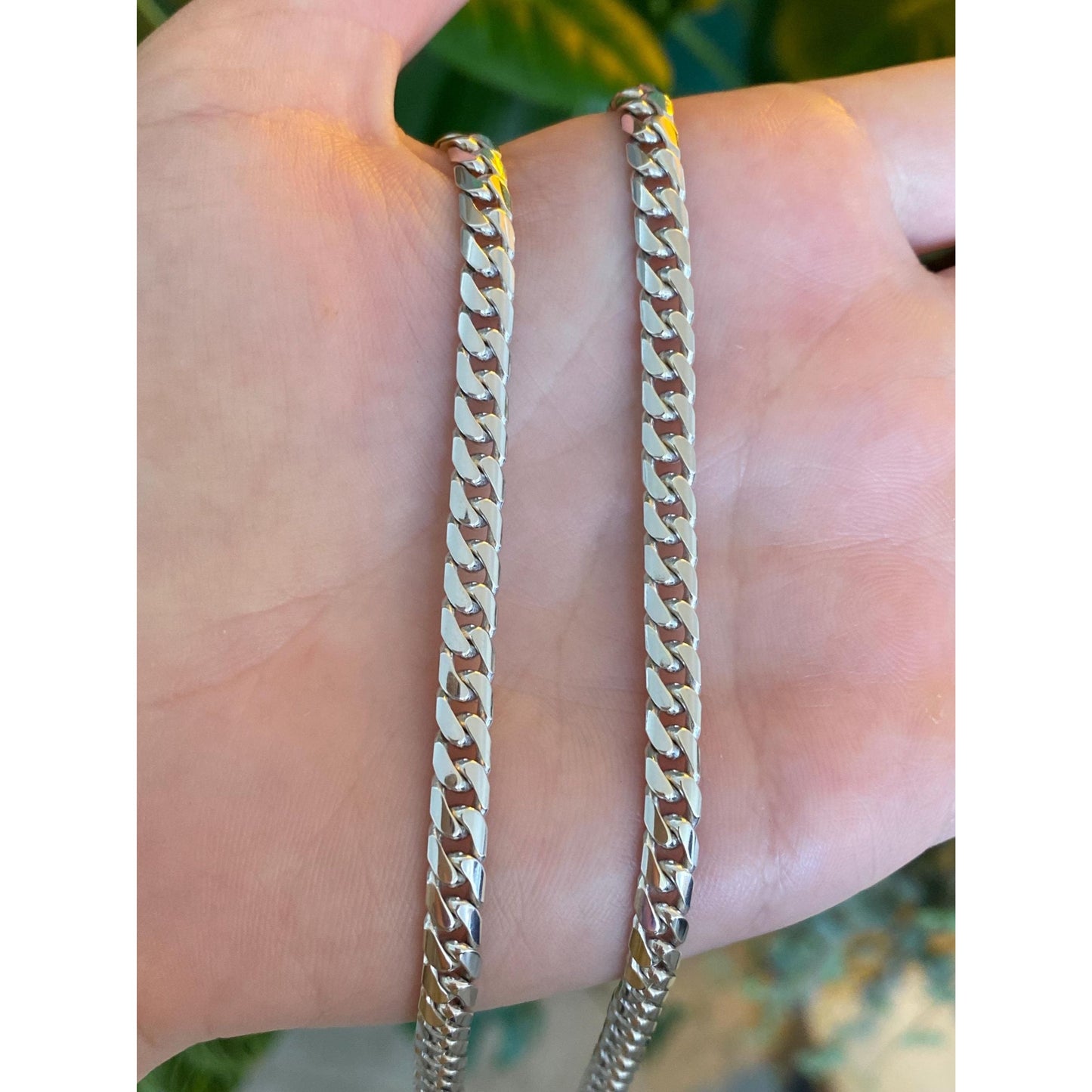 Vintage Solid 9k White Gold Curb Chain Necklace - 20.25 inches