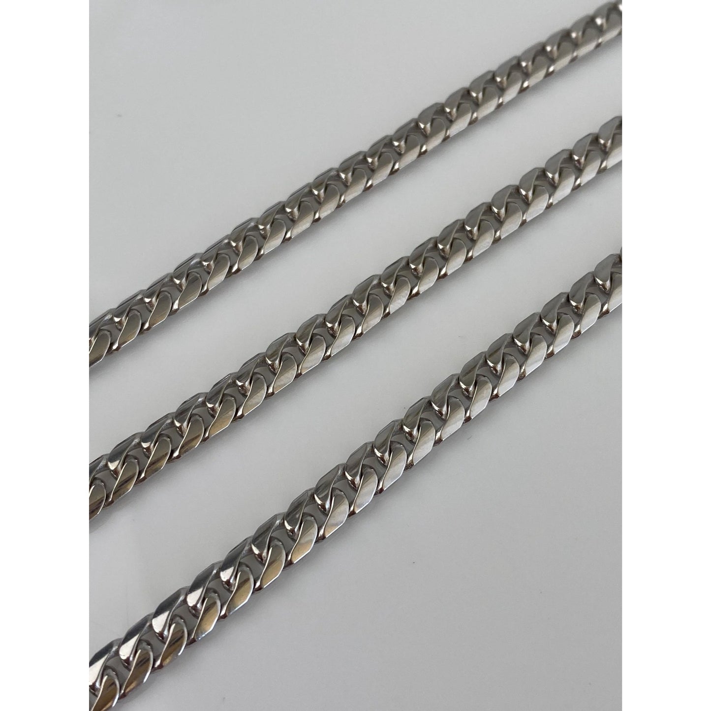 Vintage Solid 9k White Gold Curb Chain Necklace - 20.25 inches