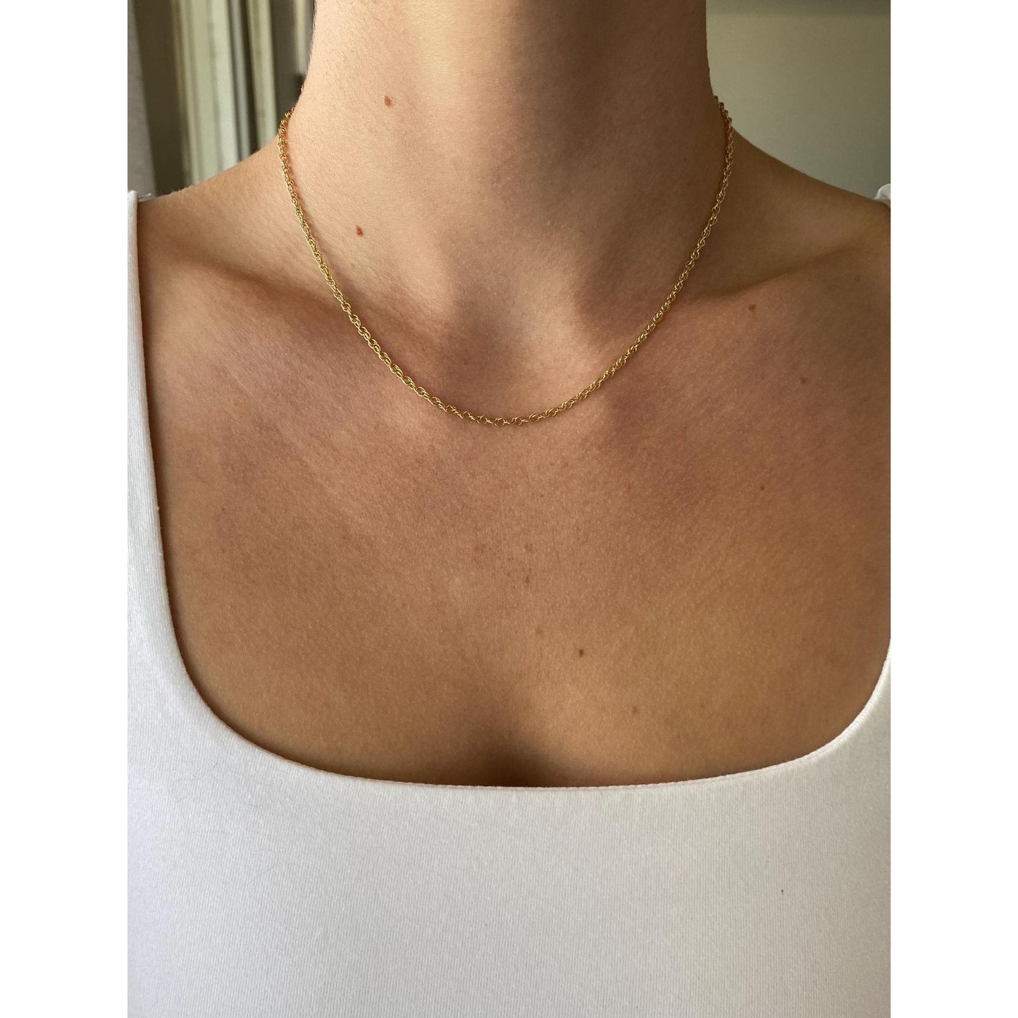 Vintage Solid 14k Yellow Gold Chain Necklace - 16.25 inches