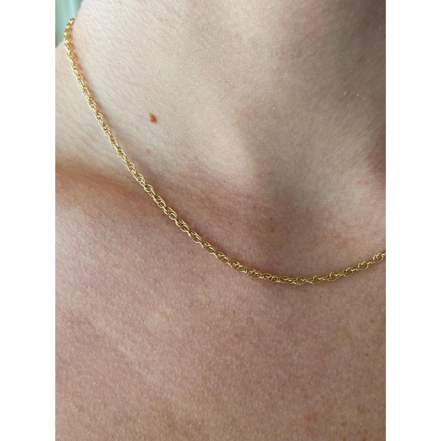 Vintage Solid 14k Yellow Gold Chain Necklace - 16.25 inches