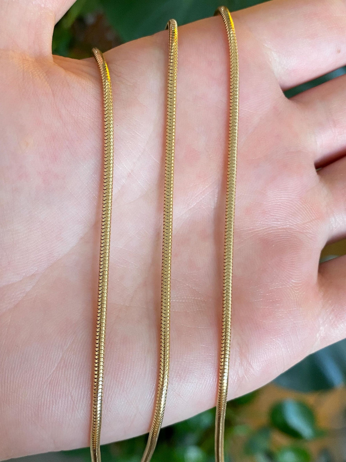 Vintage Solid 14k Yellow Gold Long Snake Chain Necklace - 30.5 inches