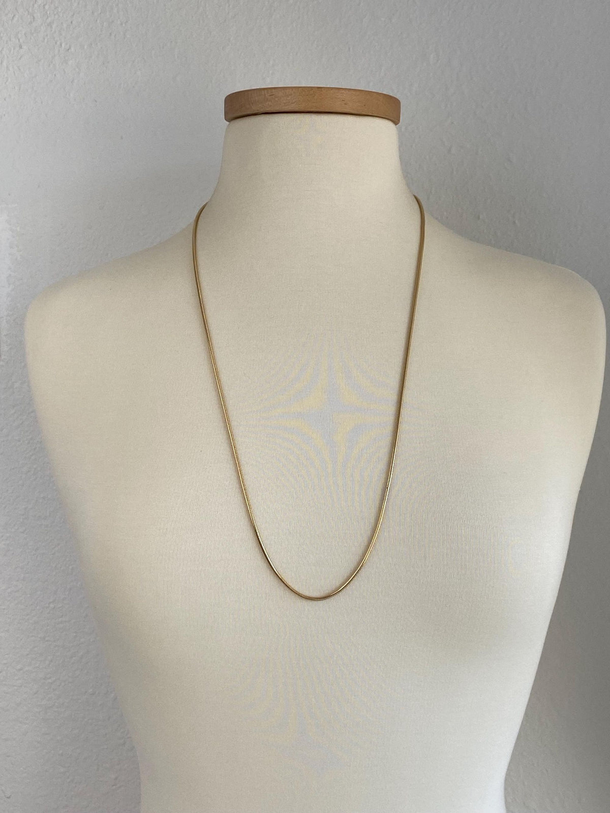 Vintage Solid 14k Yellow Gold Long Snake Chain Necklace - 30.5 inches