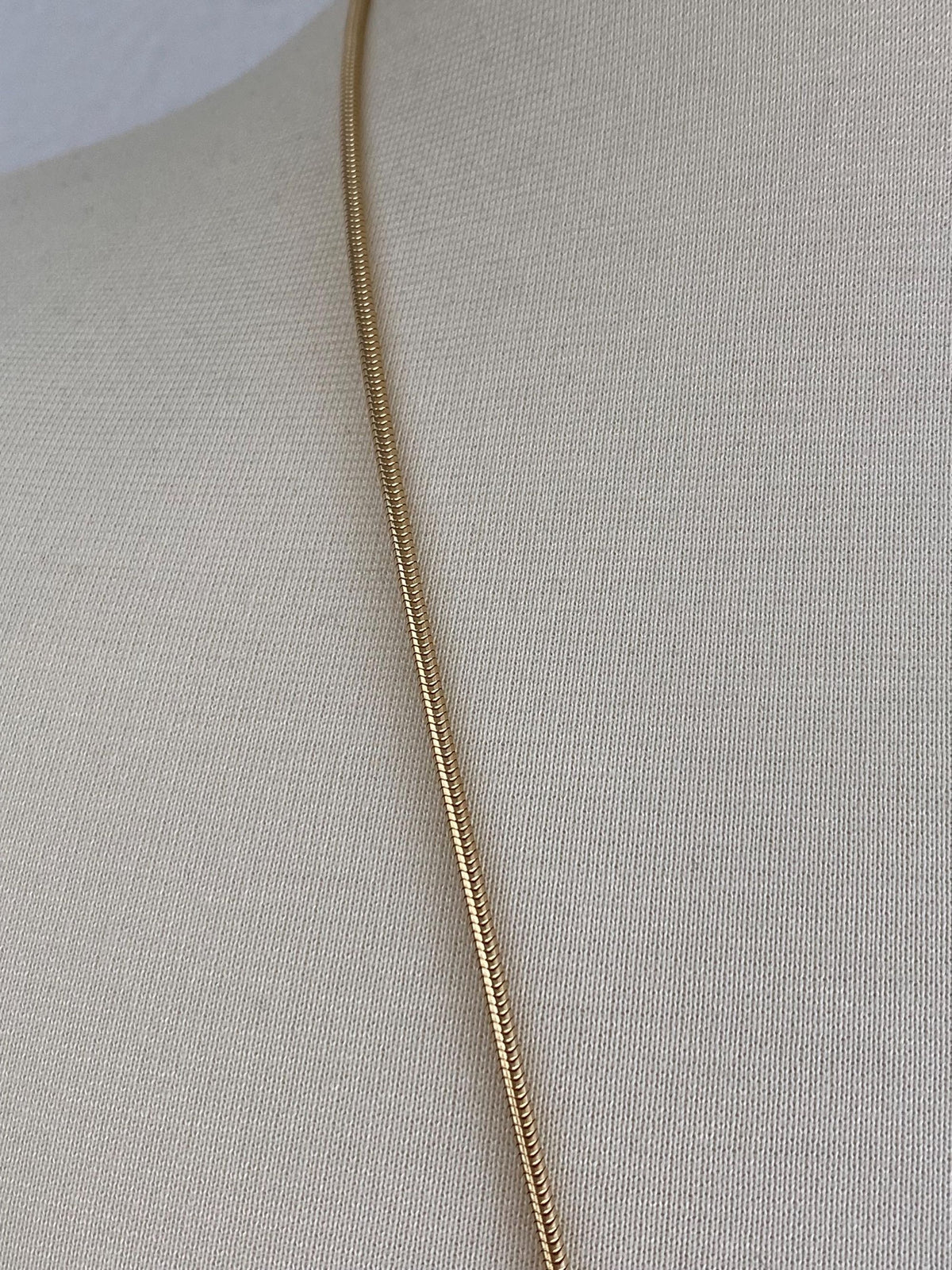 Vintage Solid 14k Yellow Gold Long Snake Chain Necklace - 30.5 inches