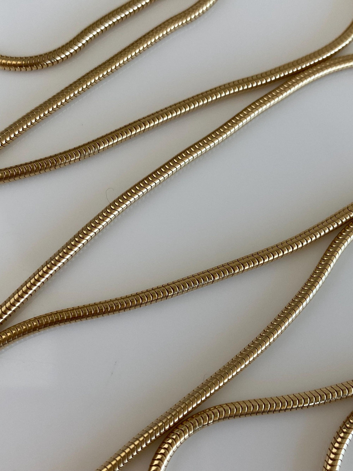 Vintage Solid 14k Yellow Gold Long Snake Chain Necklace - 30.5 inches
