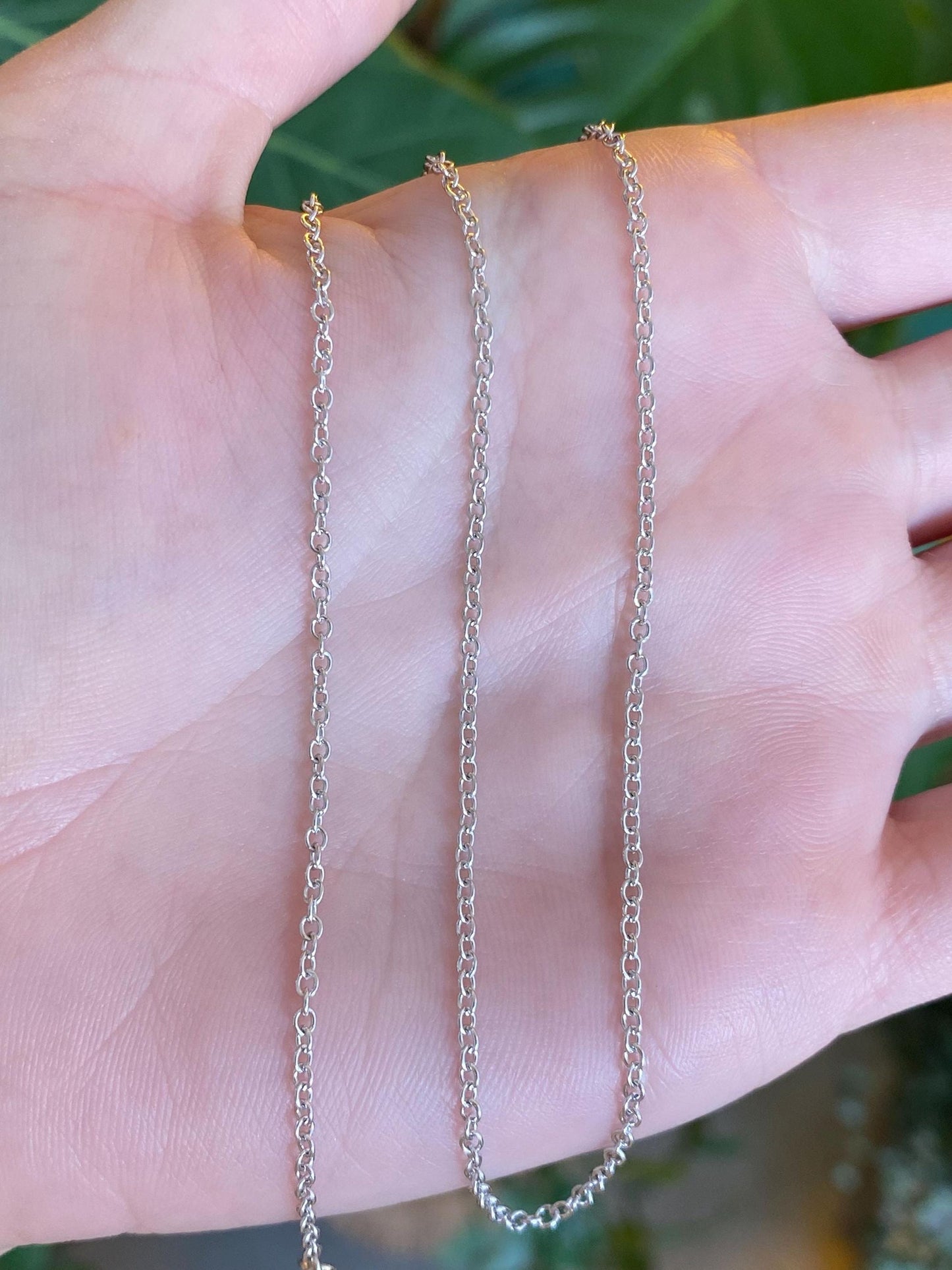 Vintage Solid 18k White Gold Rolo Chain Necklace - 16.75 inches