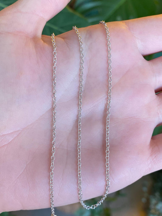 Vintage Solid 18k White Gold Rolo Chain Necklace - 16.75 inches