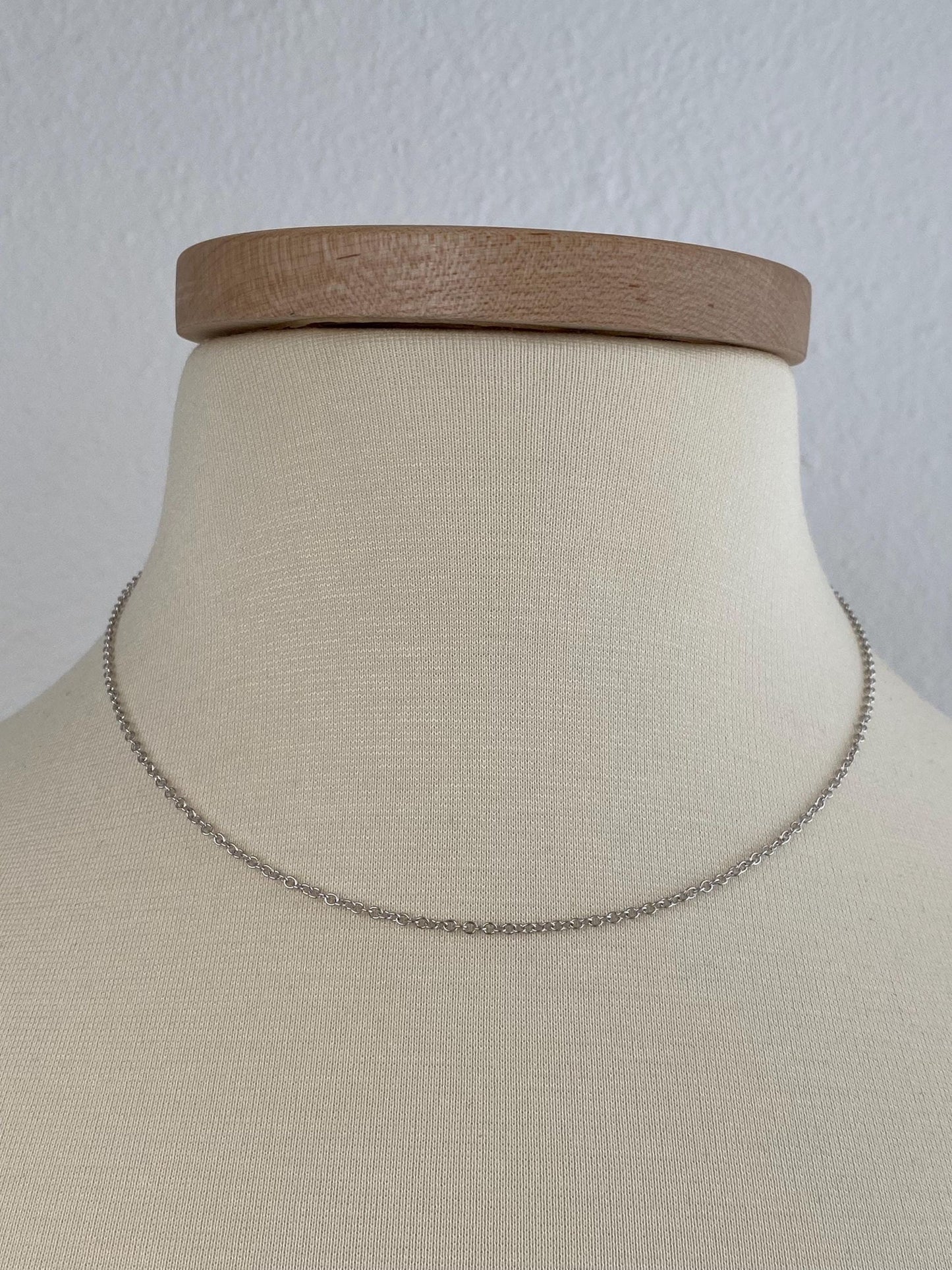 Vintage Solid 18k White Gold Rolo Chain Necklace - 16.75 inches