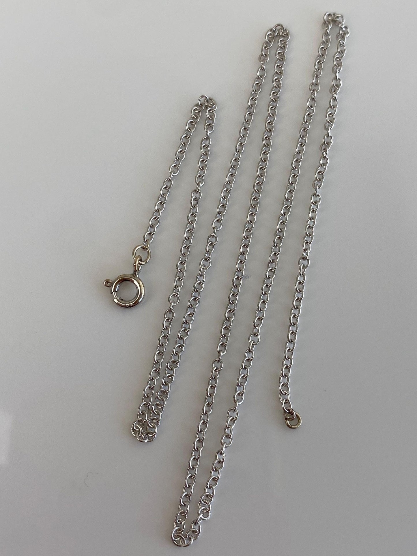 Vintage Solid 18k White Gold Rolo Chain Necklace - 16.75 inches