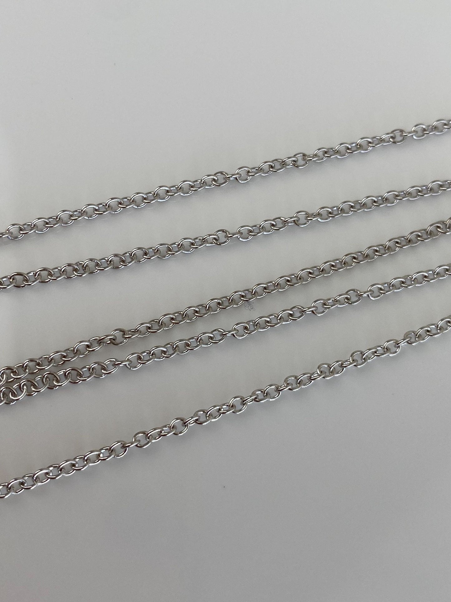 Vintage Solid 18k White Gold Rolo Chain Necklace - 16.75 inches