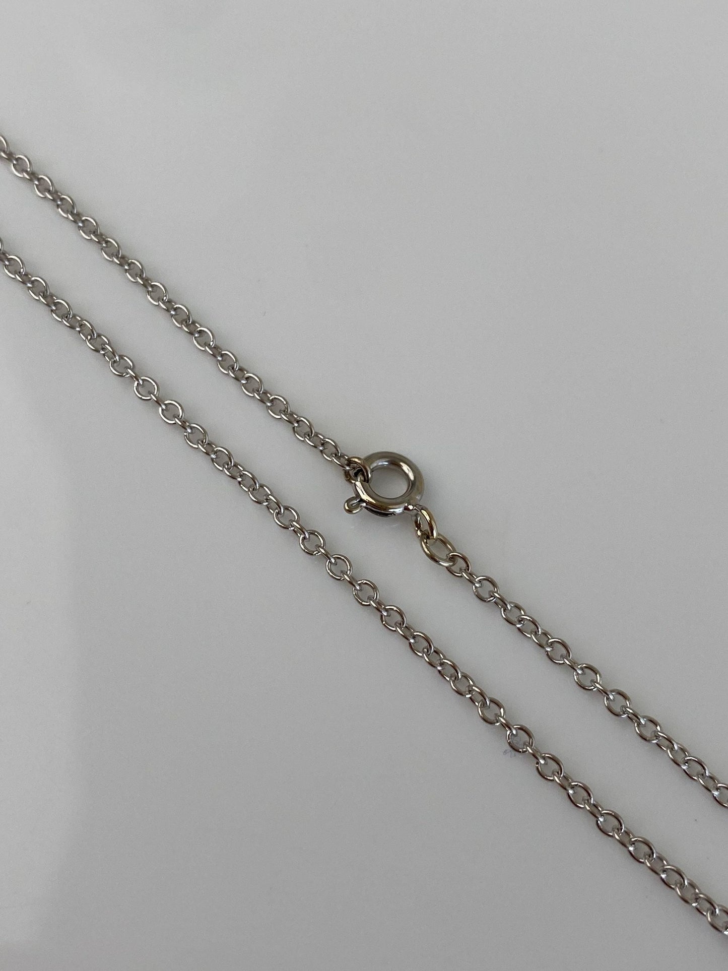 Vintage Solid 18k White Gold Rolo Chain Necklace - 16.75 inches